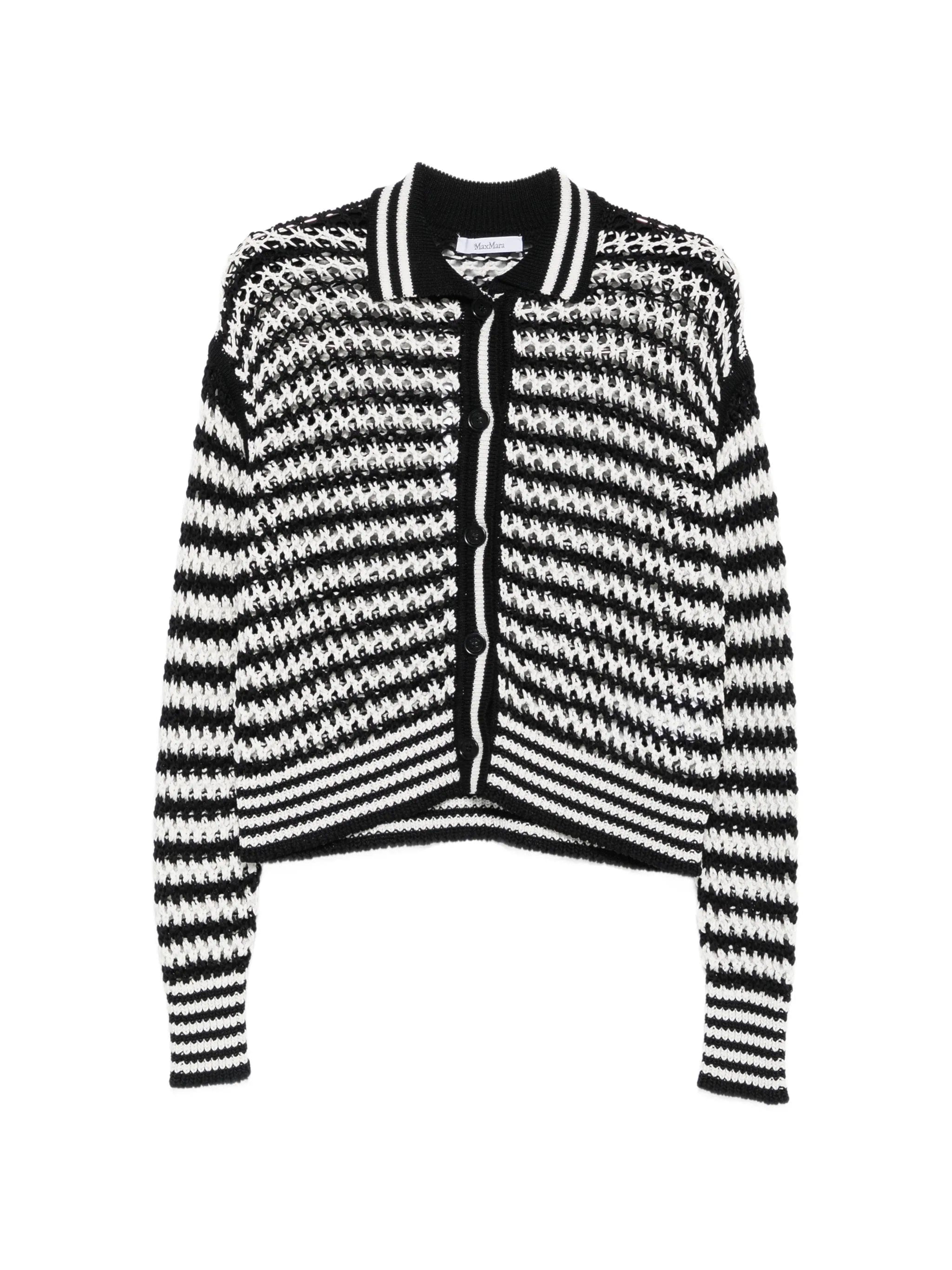 Max Mara pinstripe-pattern crochet-knit cardigan
