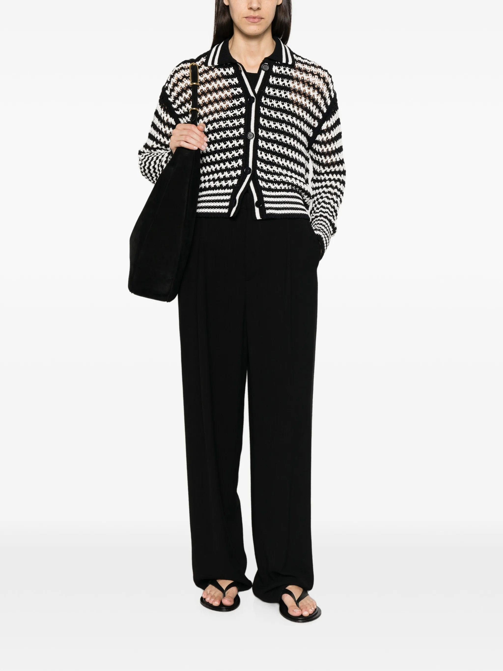 Max Mara pinstripe-pattern crochet-knit cardigan