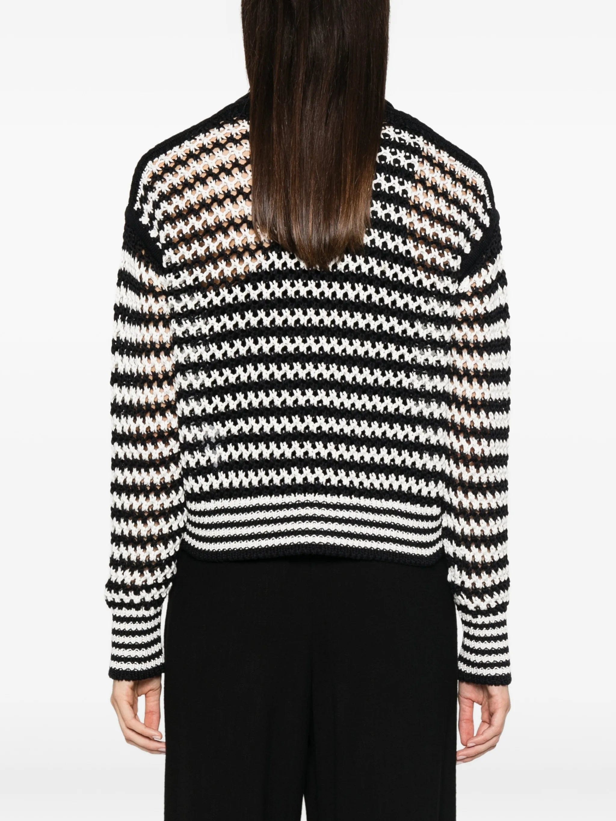Max Mara pinstripe-pattern crochet-knit cardigan