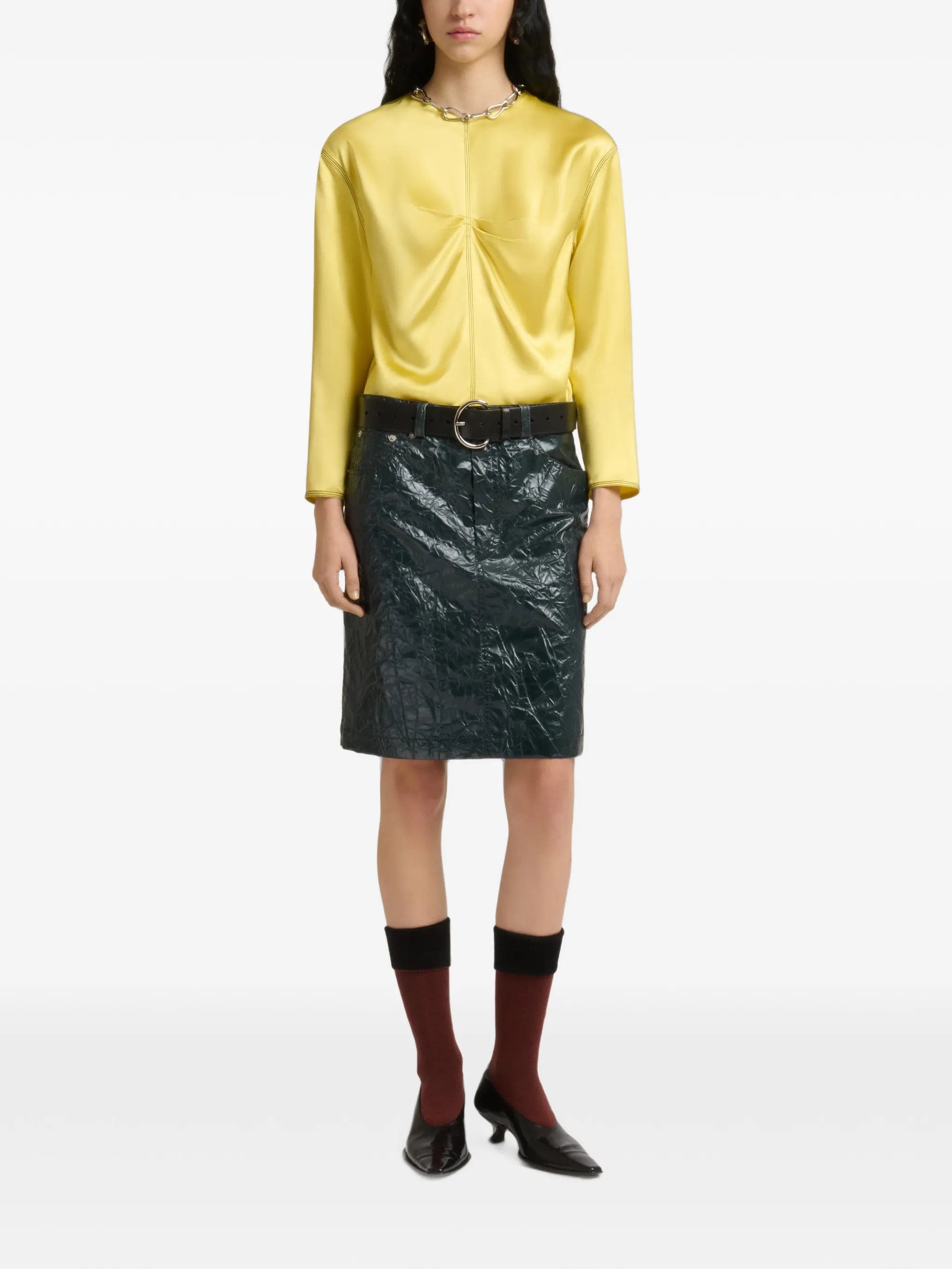 Marni crinkled-texture five-pocket skirt