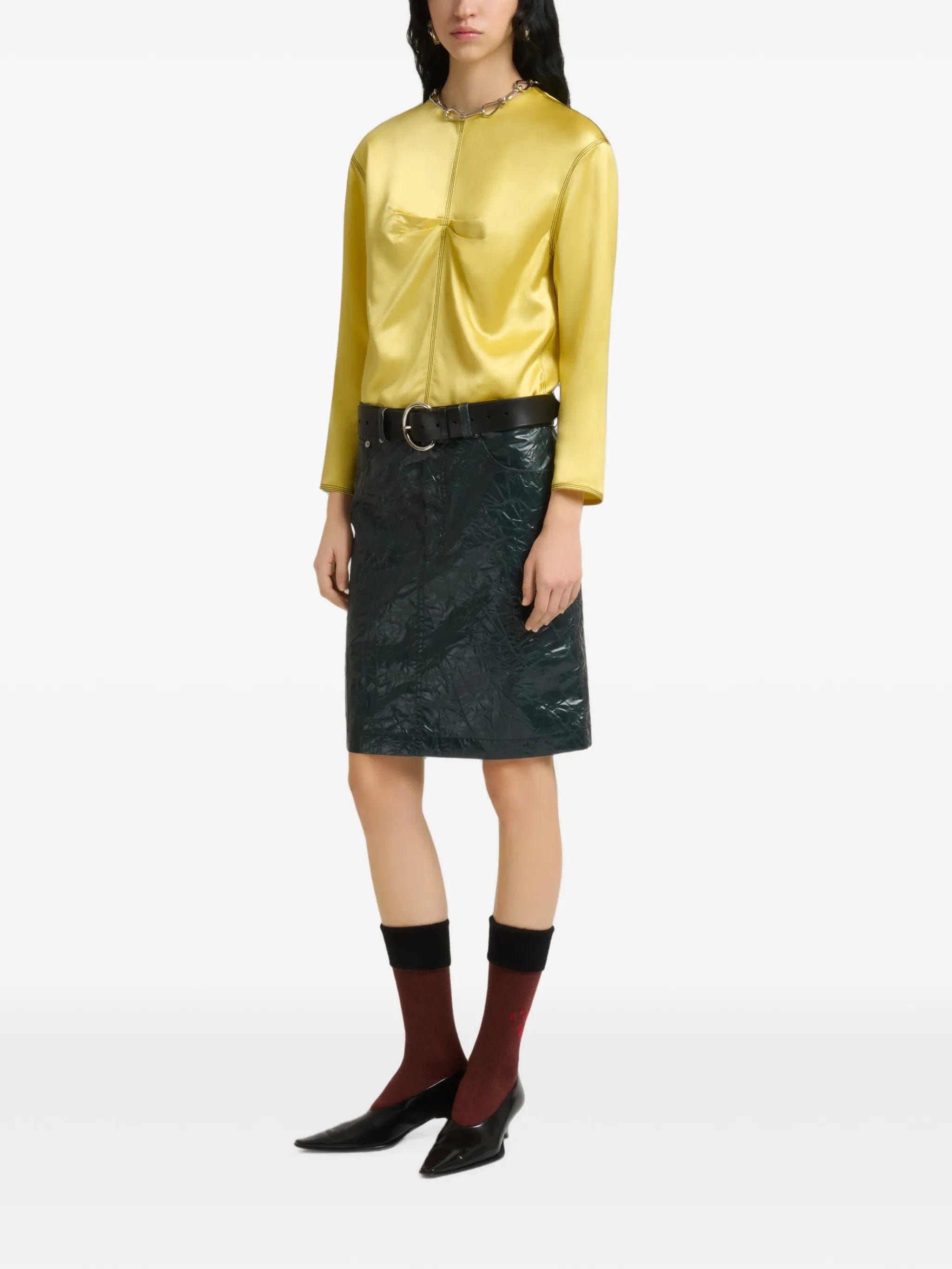 Marni crinkled-texture five-pocket skirt