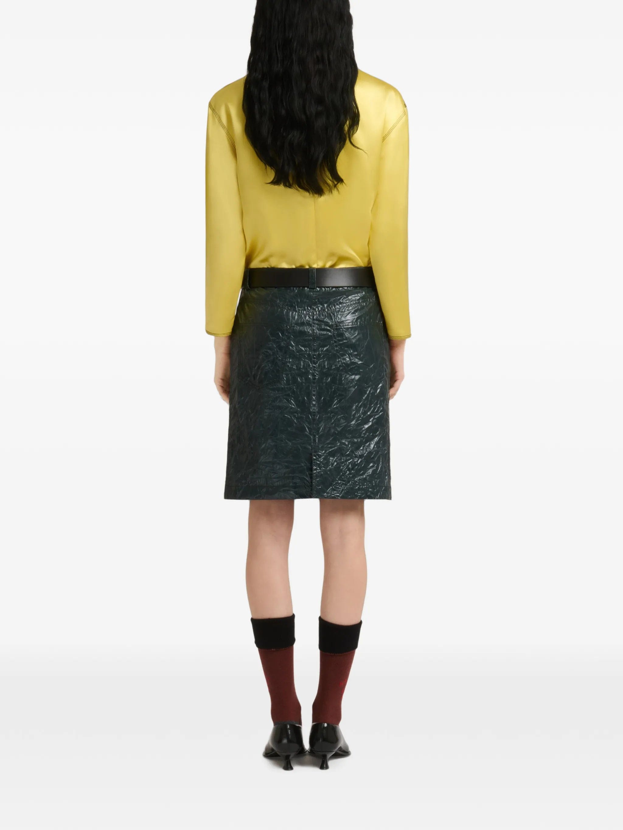 Marni crinkled-texture five-pocket skirt