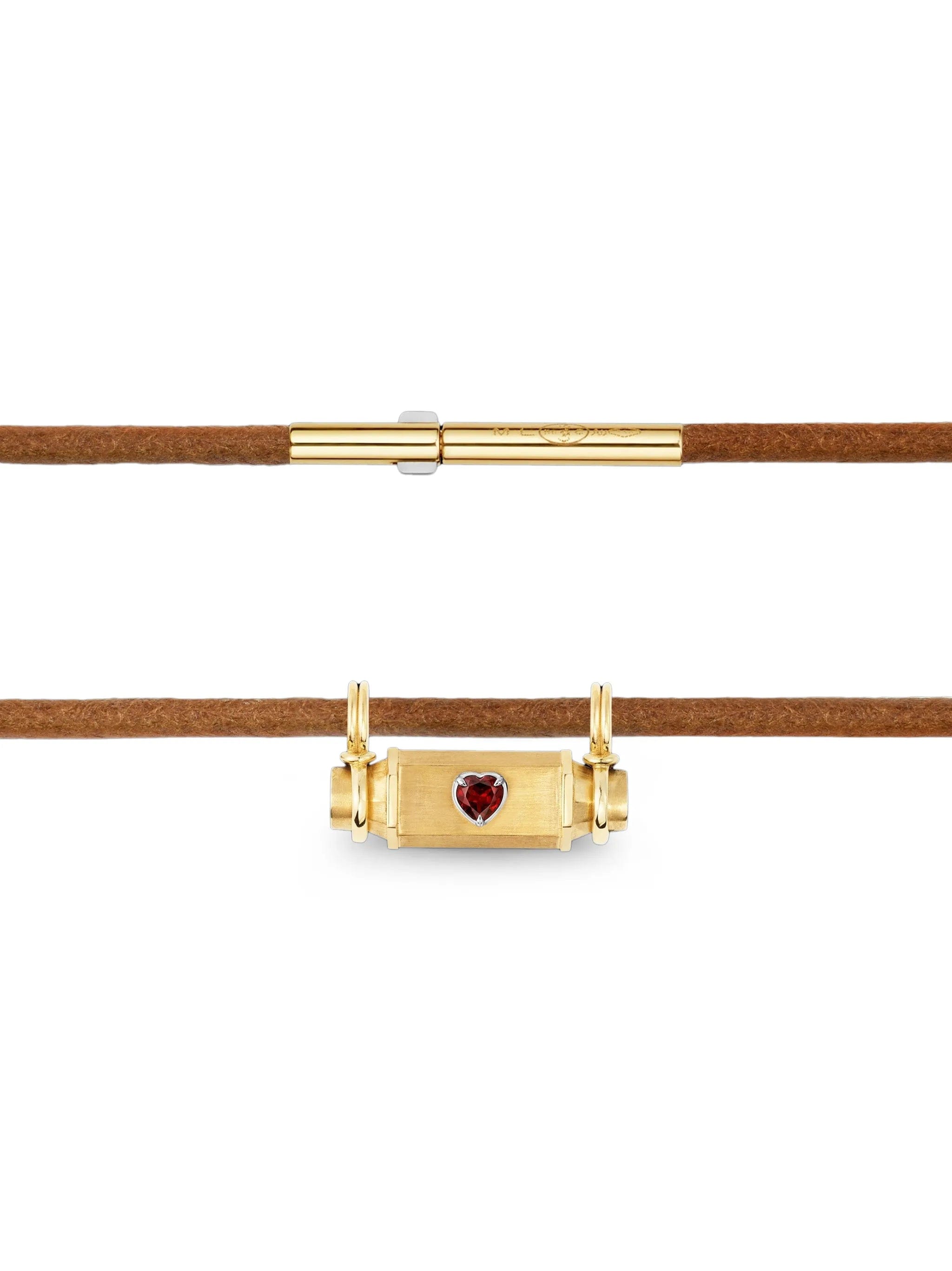 Marie Lichtenberg Heart Smash garnet locket necklace