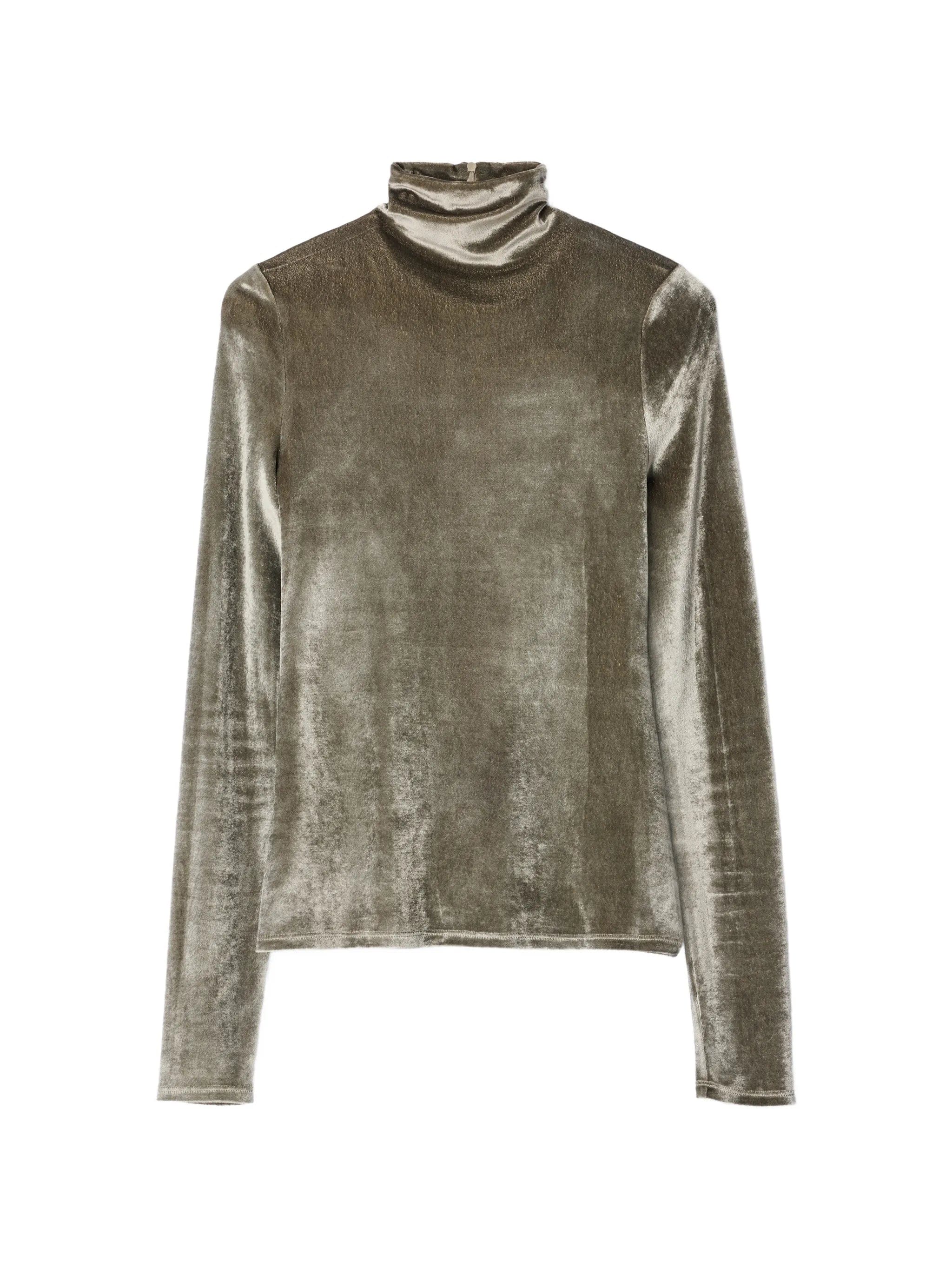 LEMAIRE fitted stand-collar top in velvet jersey