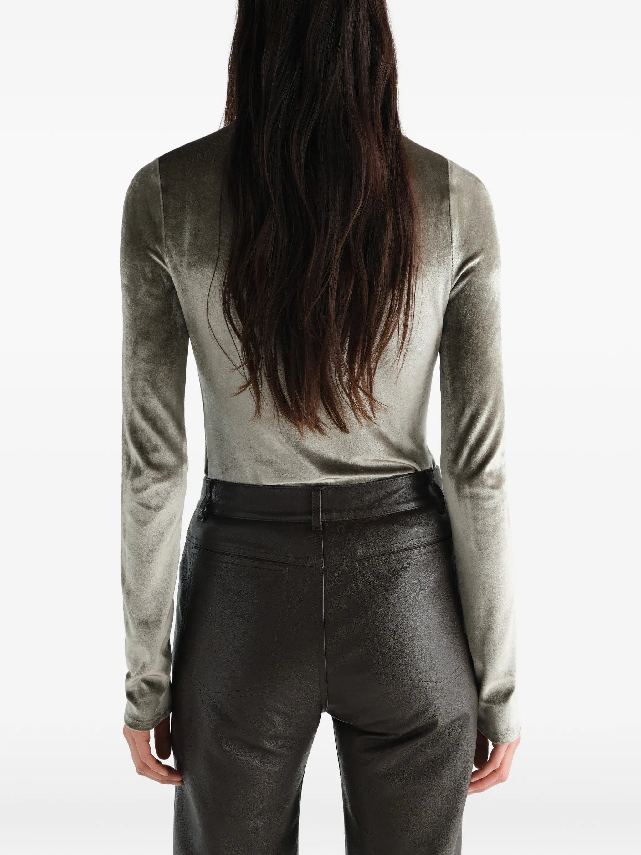 LEMAIRE fitted stand-collar top in velvet jersey