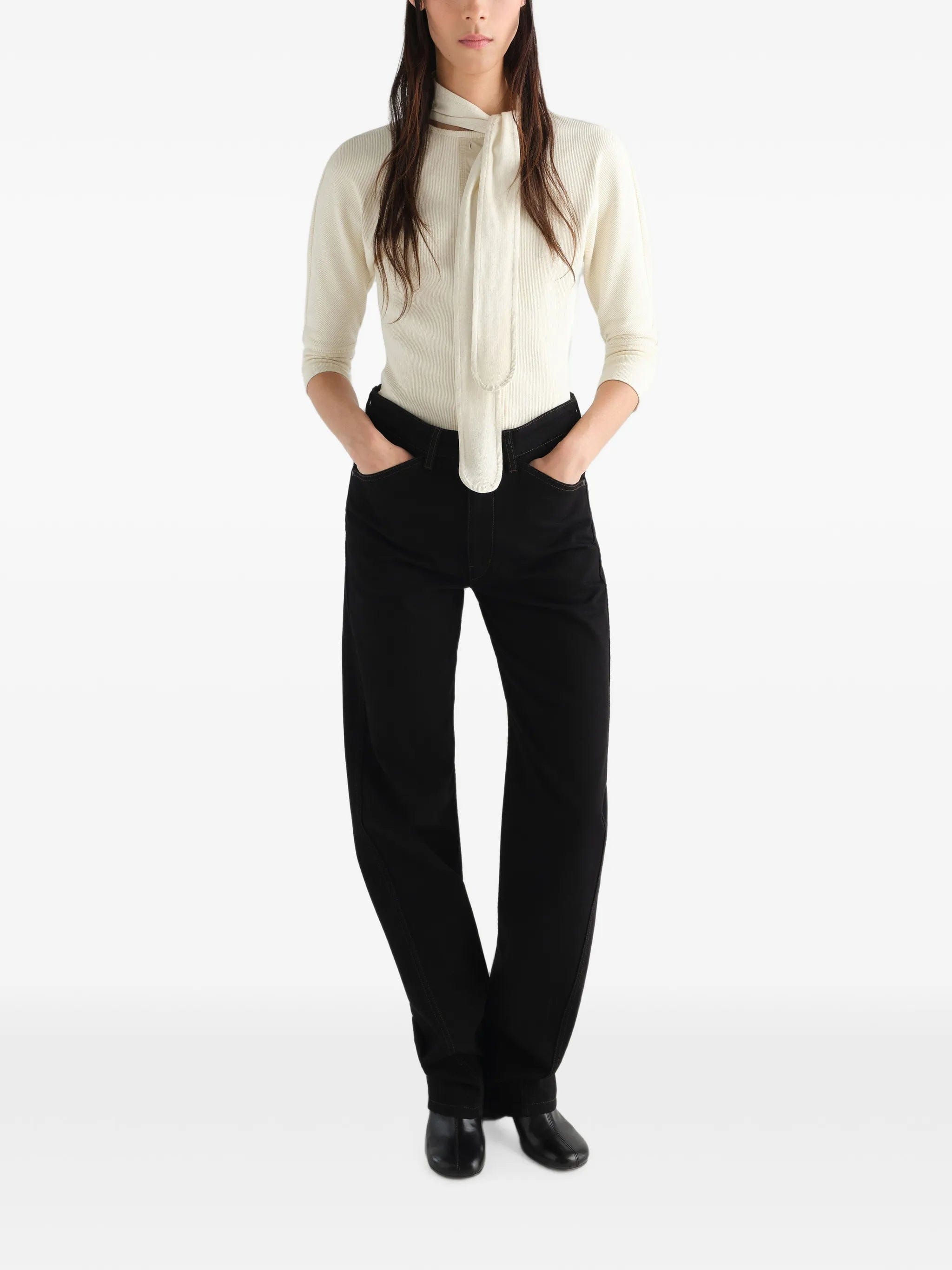 LEMAIRE Ascot T-shirt in linen and cotton ribbed jersey