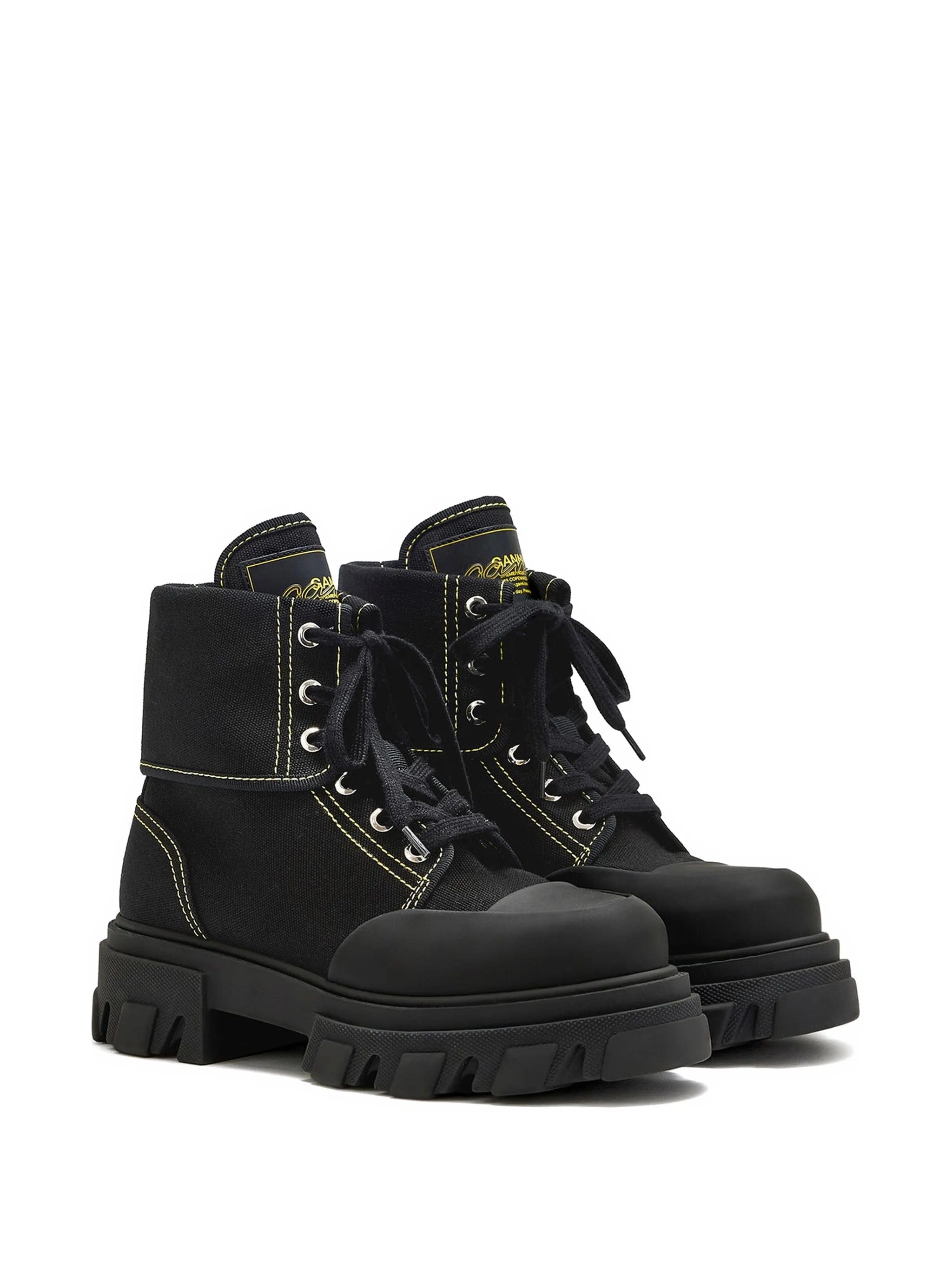 GANNI Trail contrast-stitch combat boots