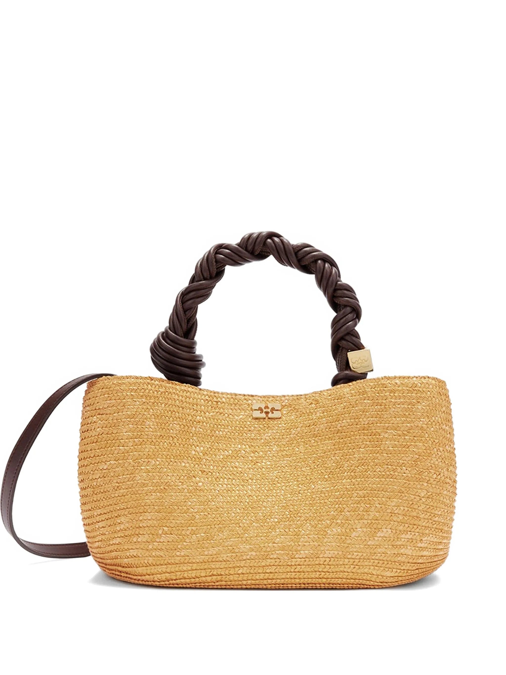 GANNI small Bou straw tote bag