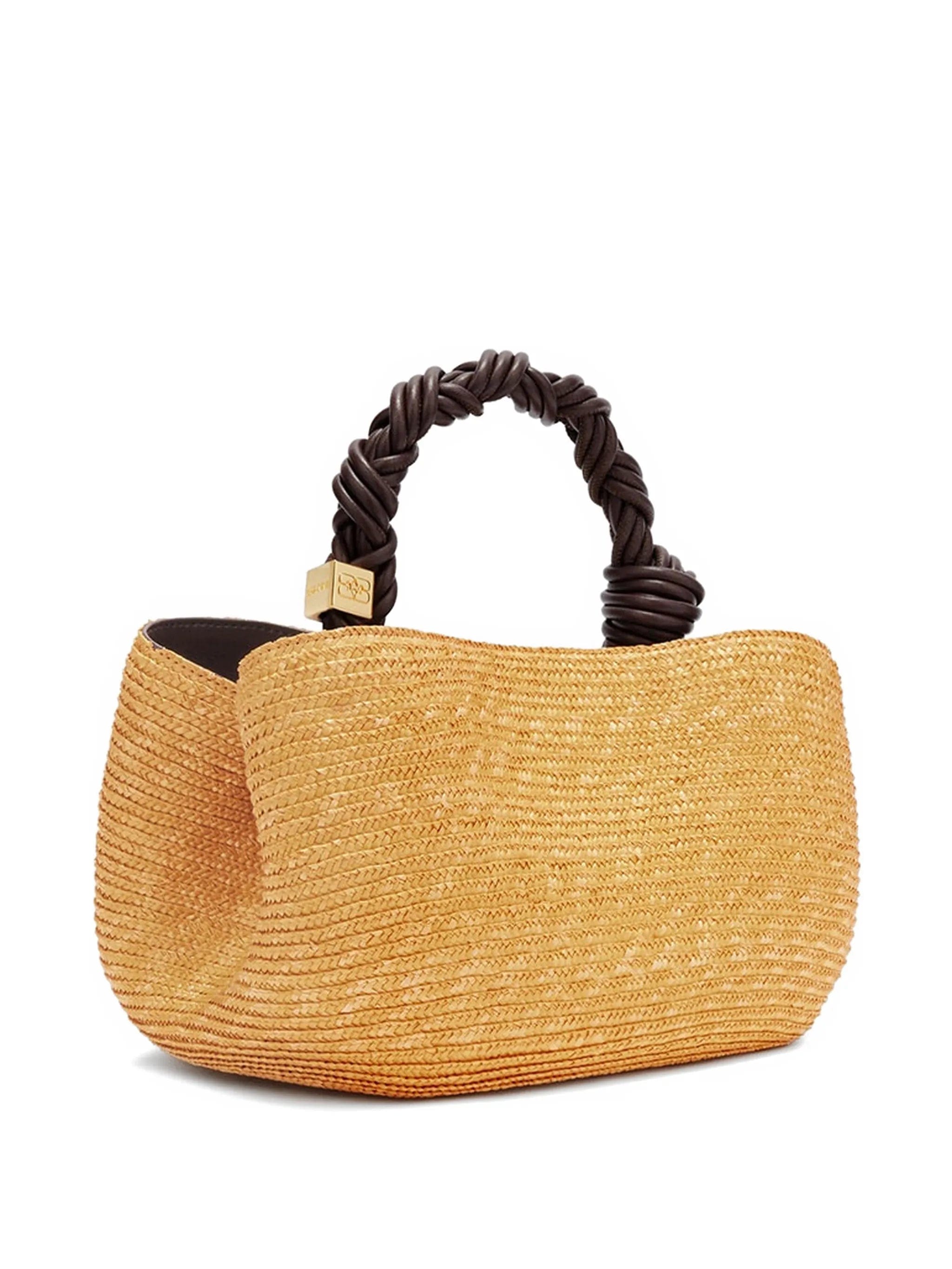 GANNI small Bou straw tote bag