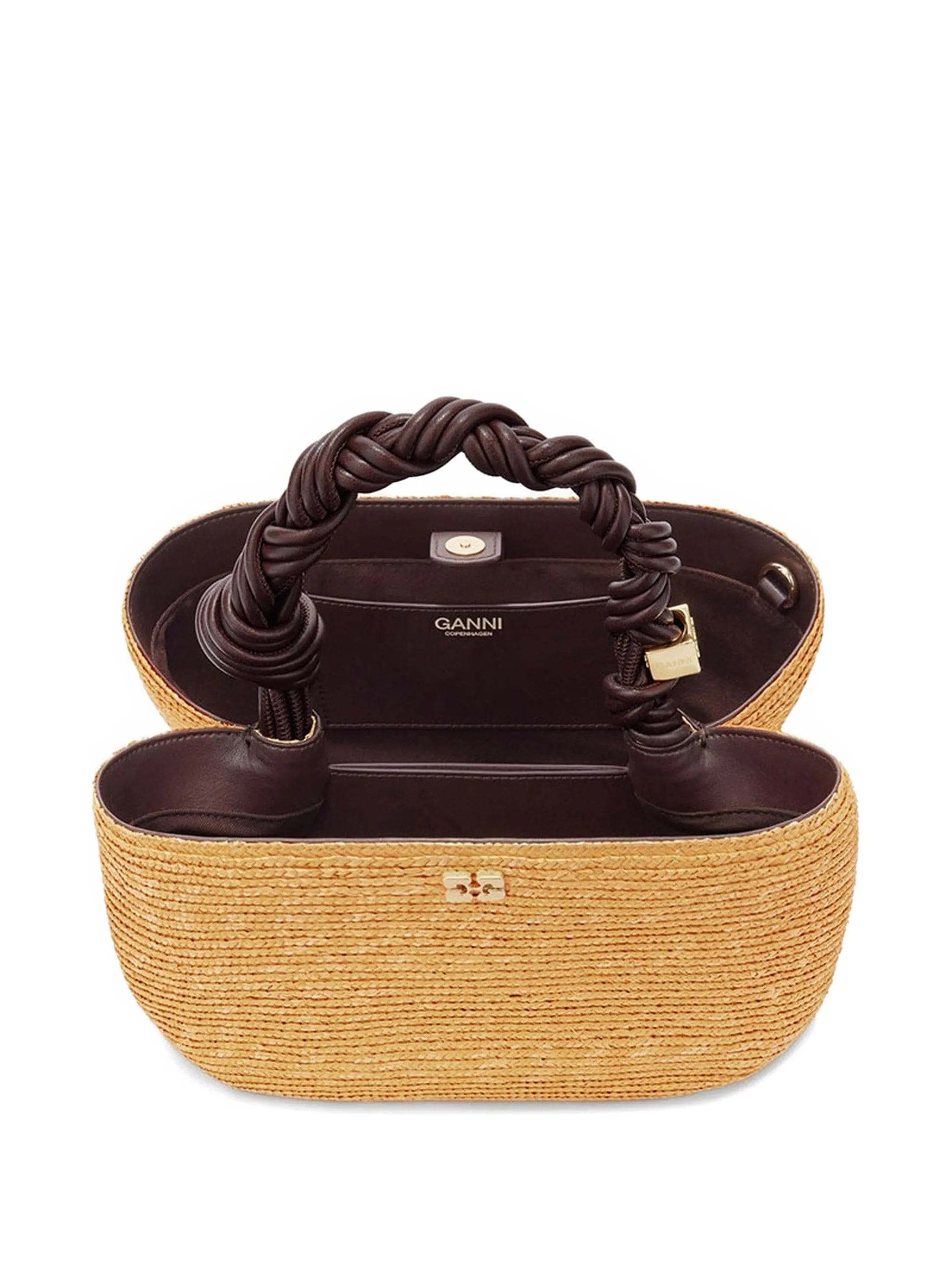 GANNI small Bou straw tote bag