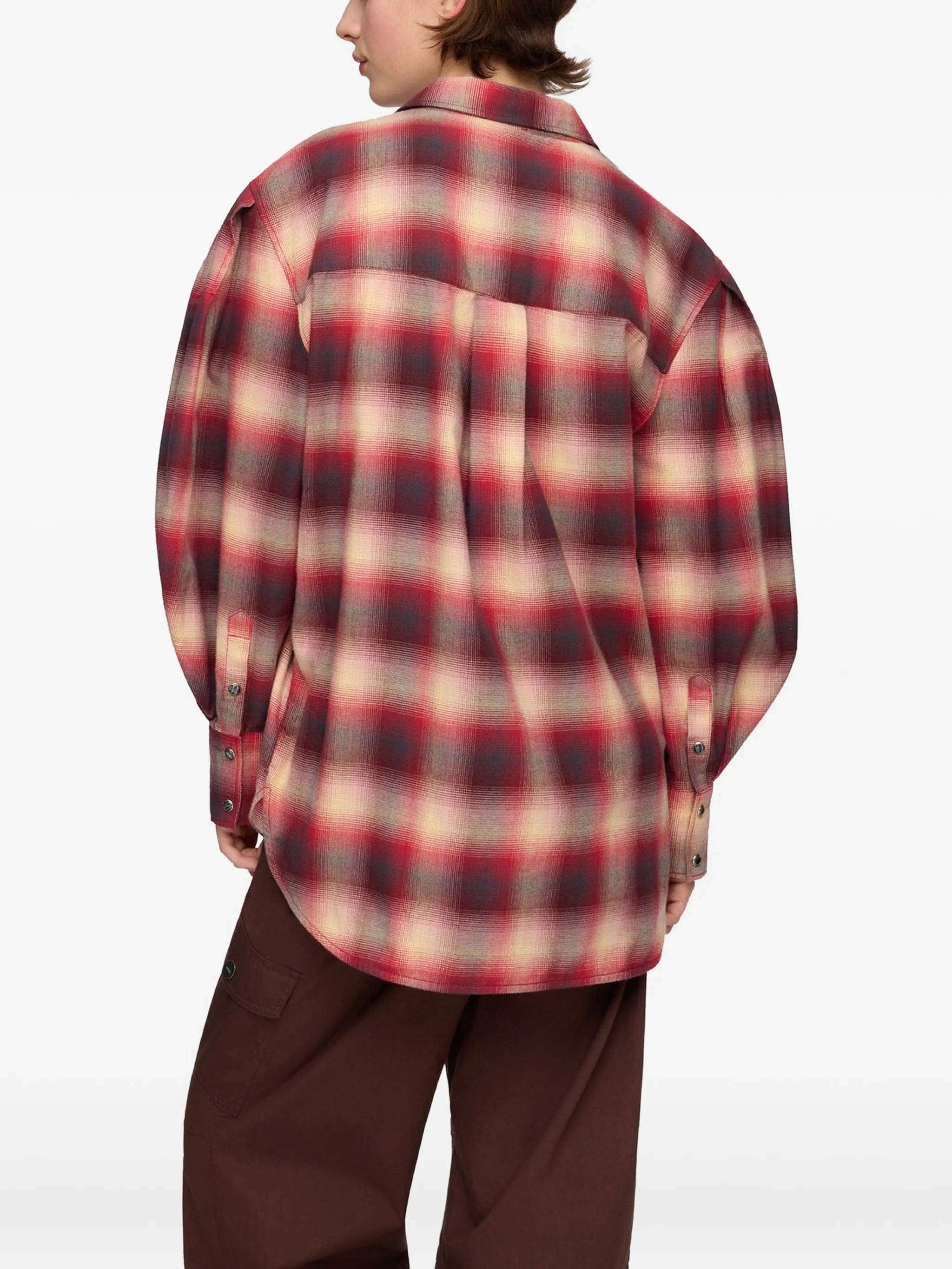 GANNI checked puff-sleeve shirt