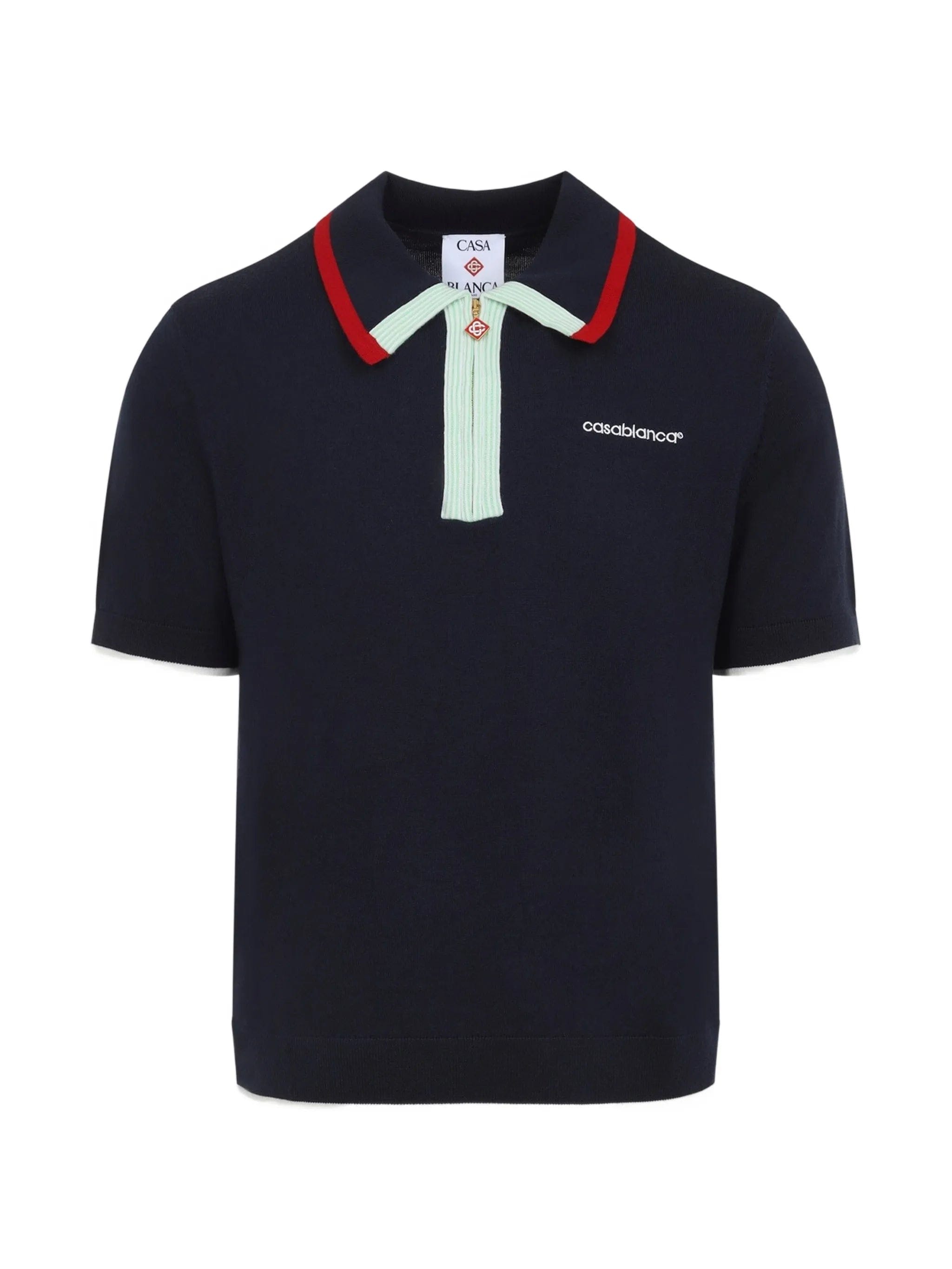 Casablanca zip-fastening logo-embroidered polo shirt