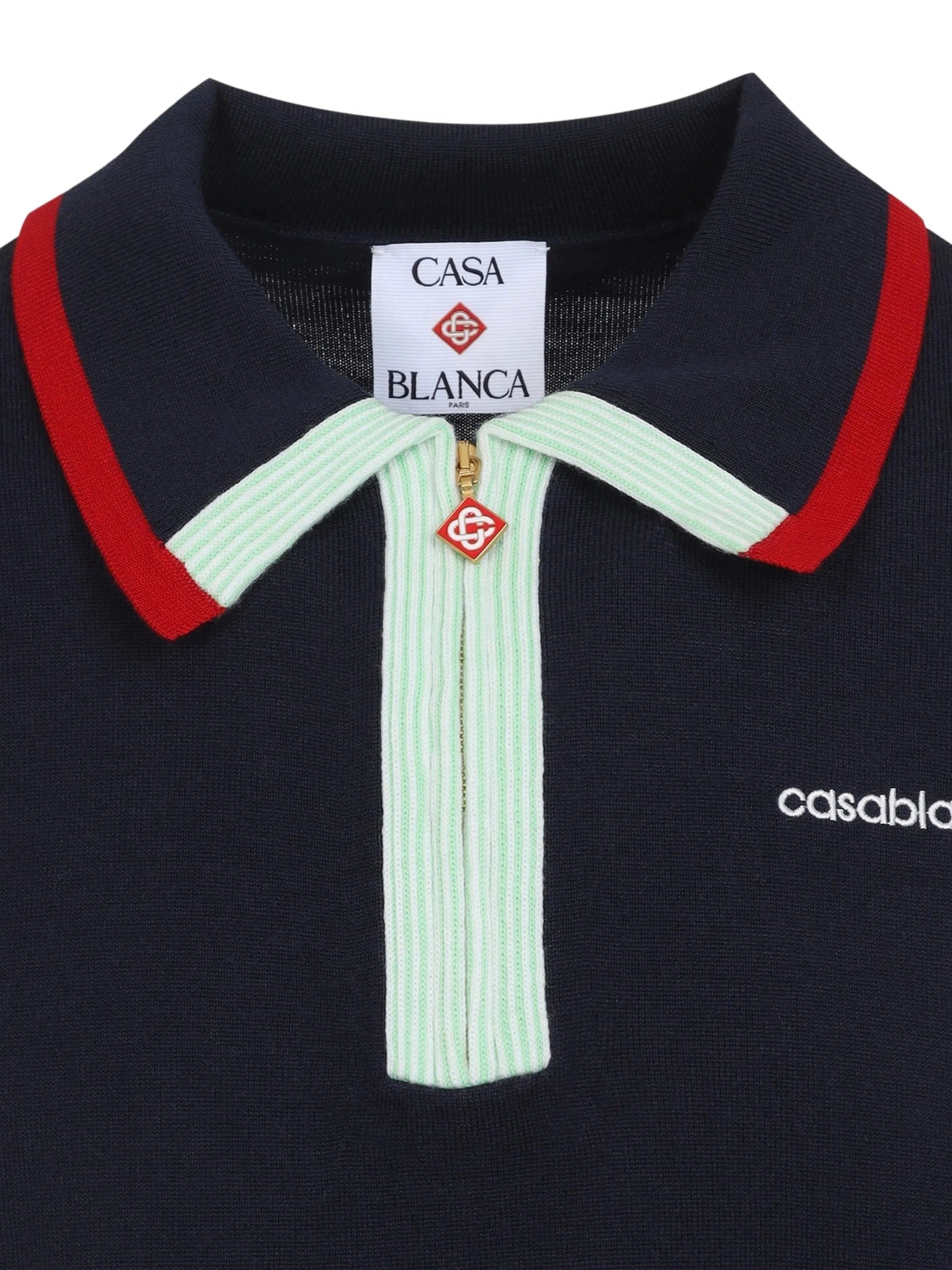 Casablanca zip-fastening logo-embroidered polo shirt