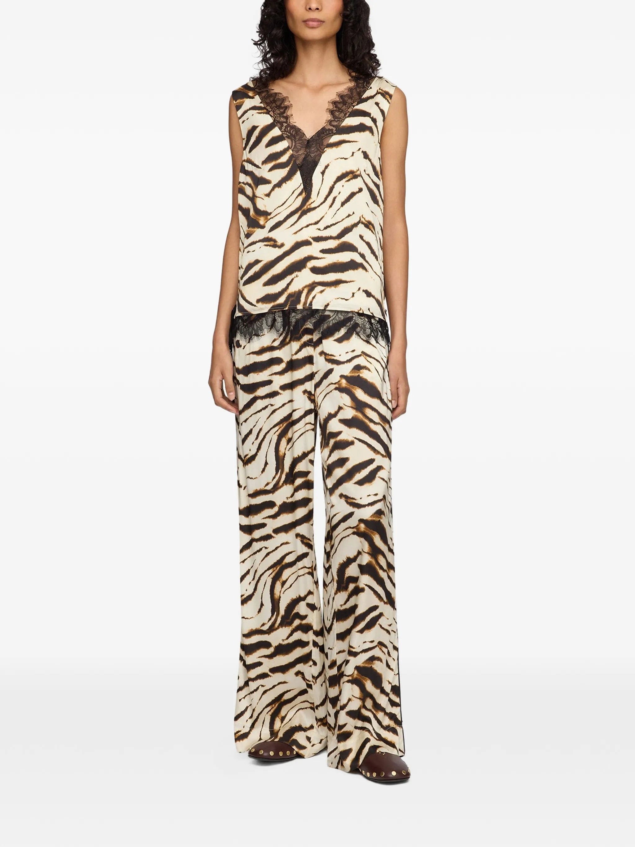 GANNI trousers in zebra satin