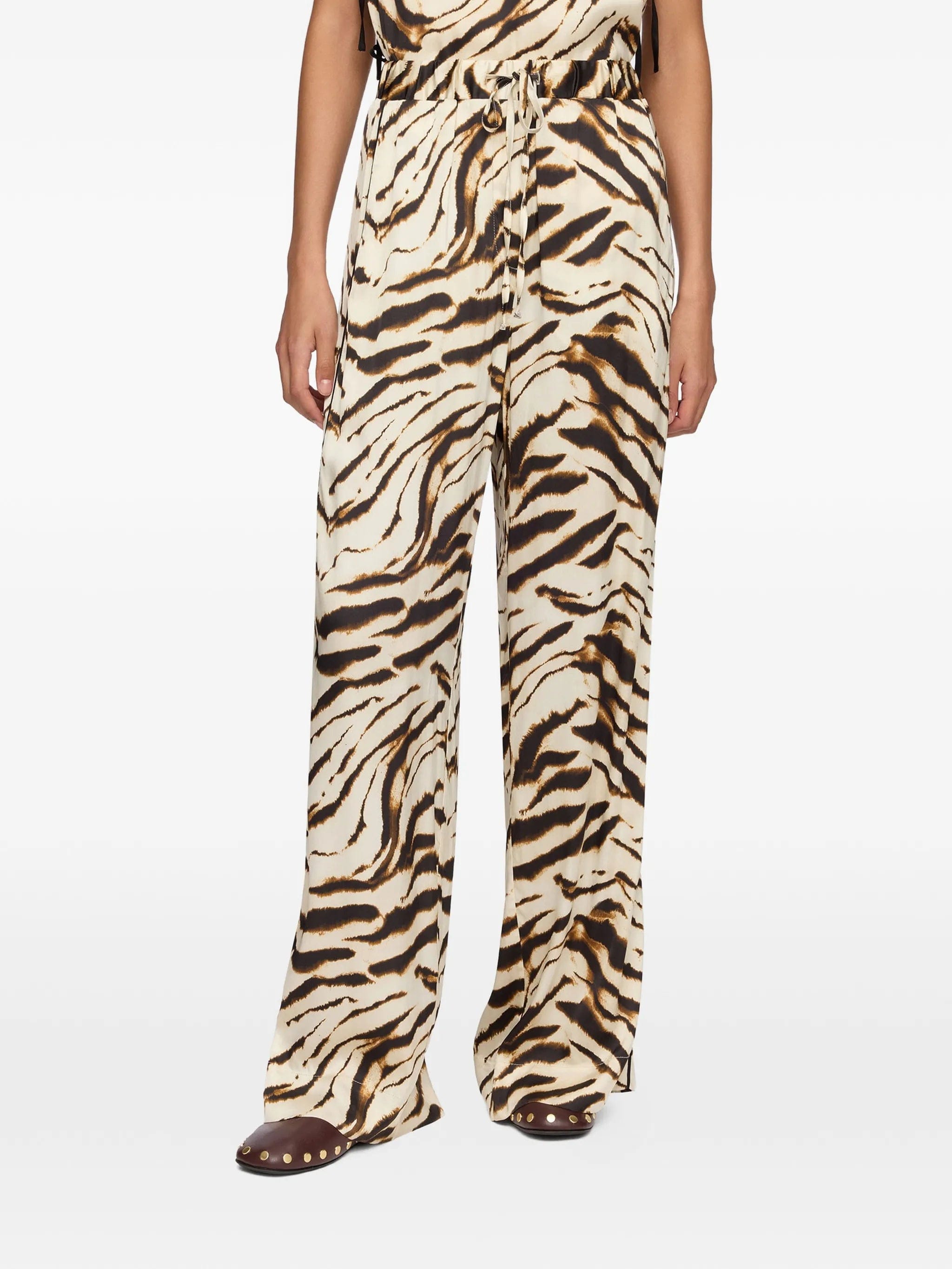 GANNI trousers in zebra satin