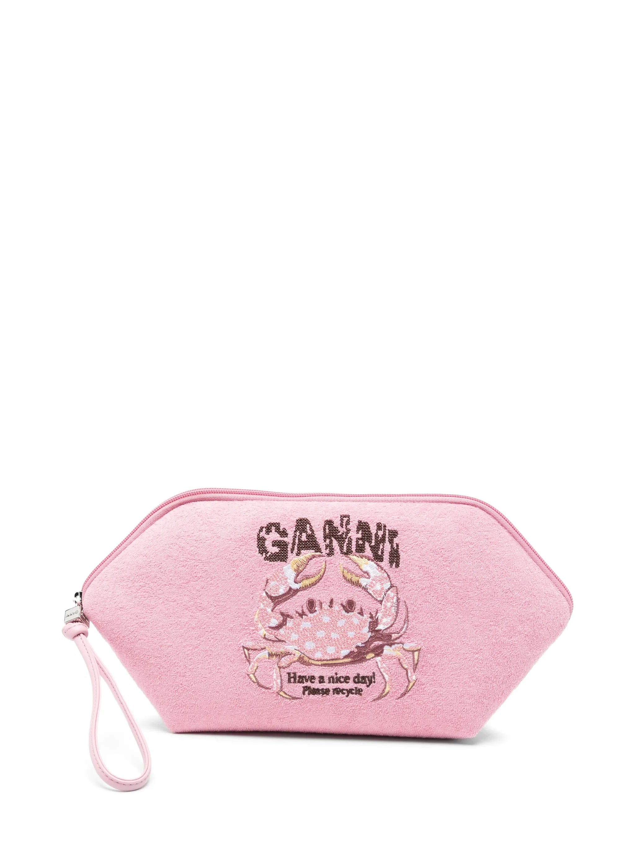 GANNI crab-embroidered bikini pouch