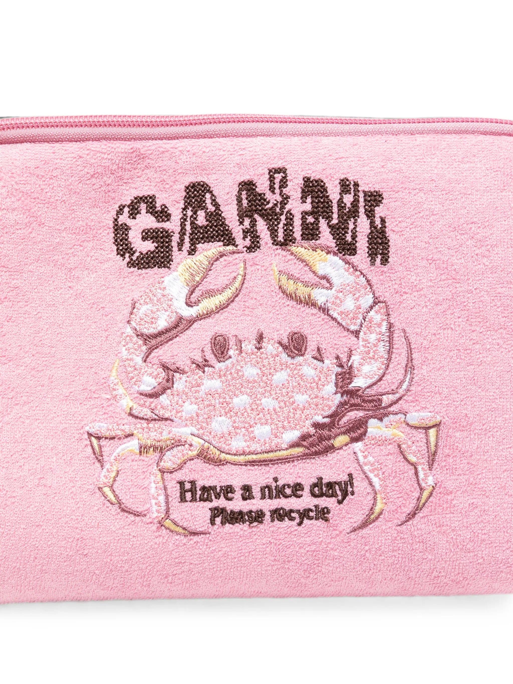 GANNI crab-embroidered bikini pouch