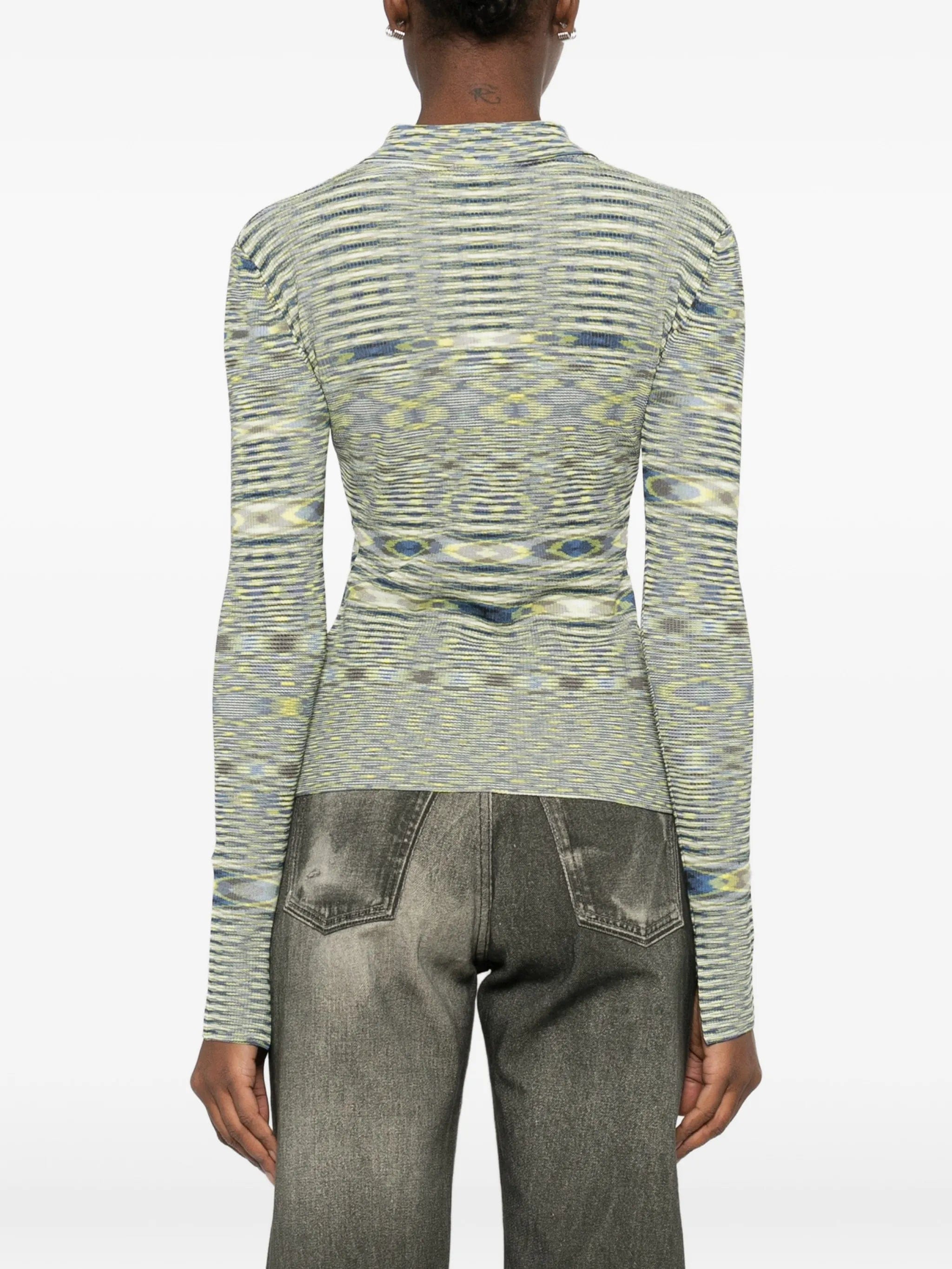 GANNI polo shirt in spacedyed knit