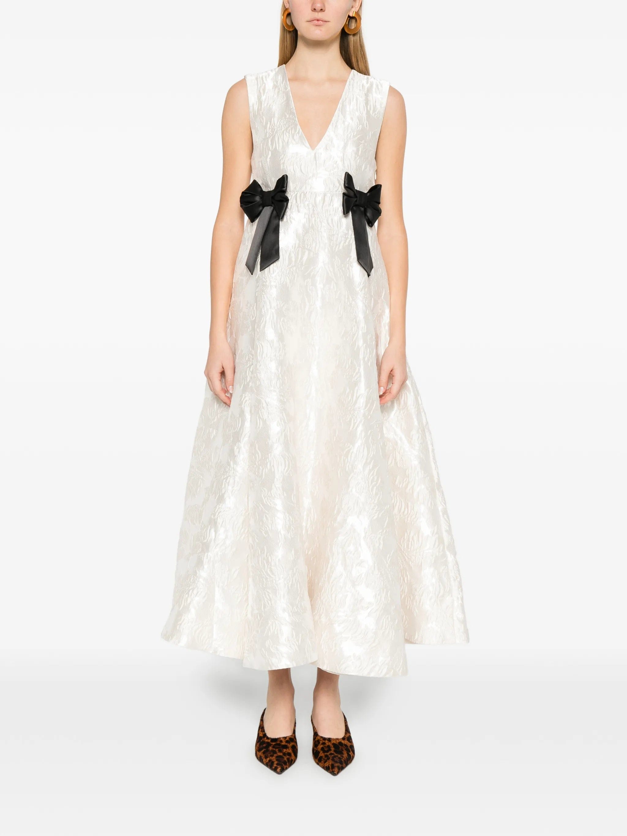 GANNI satin cloque long dress