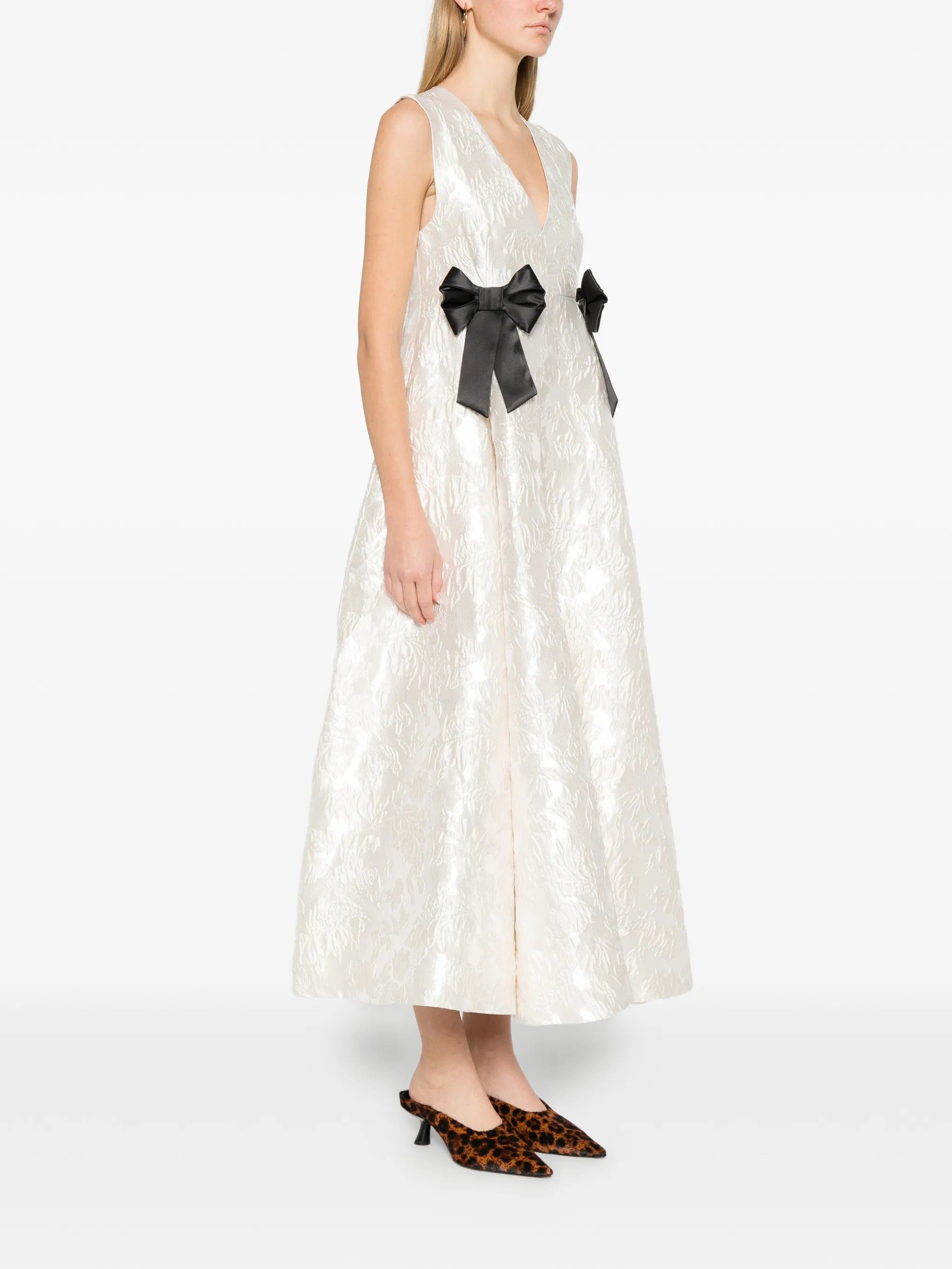 GANNI satin cloque long dress