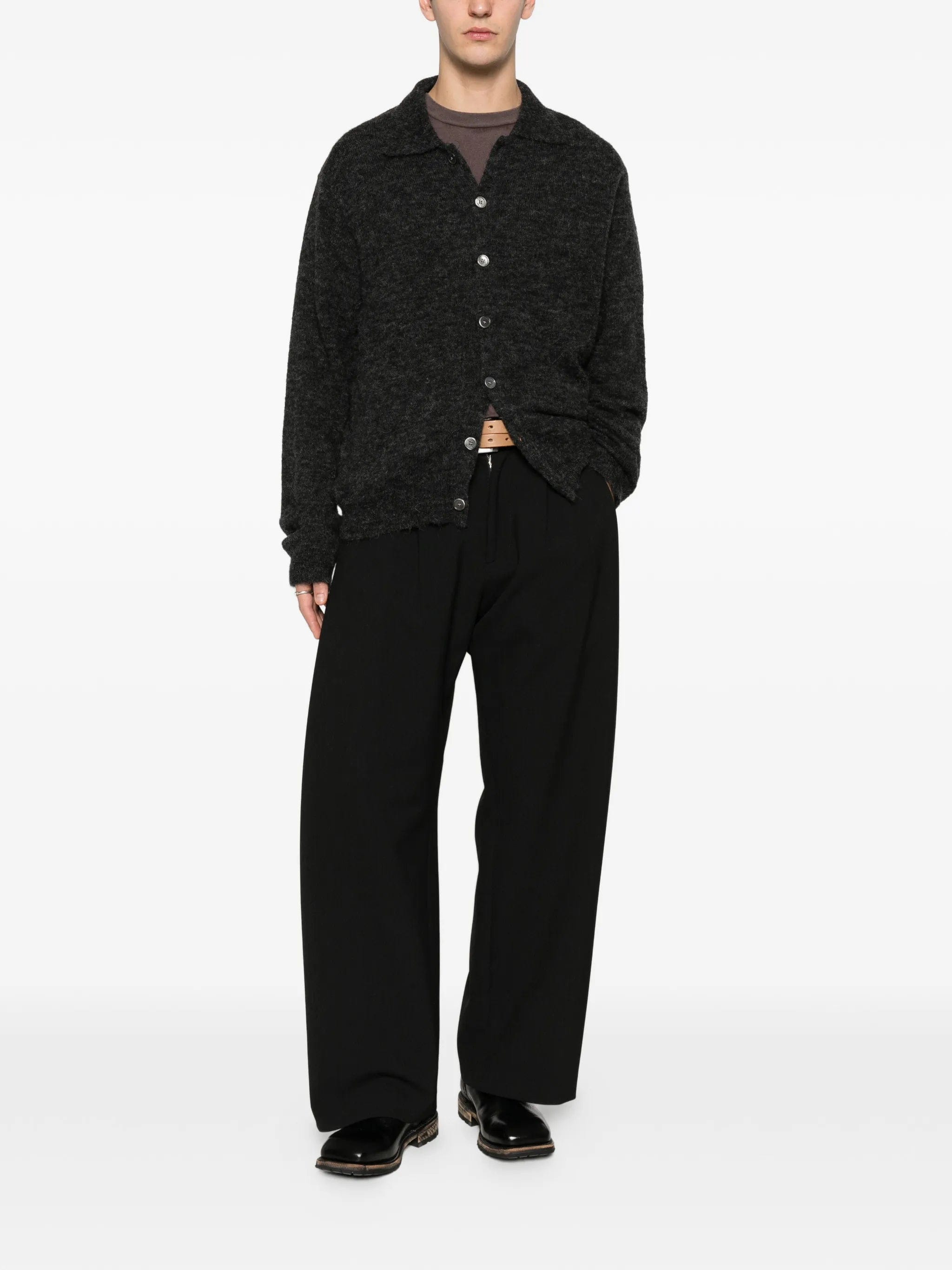 OUR LEGACY Evening Polo brushed-knit cardigan