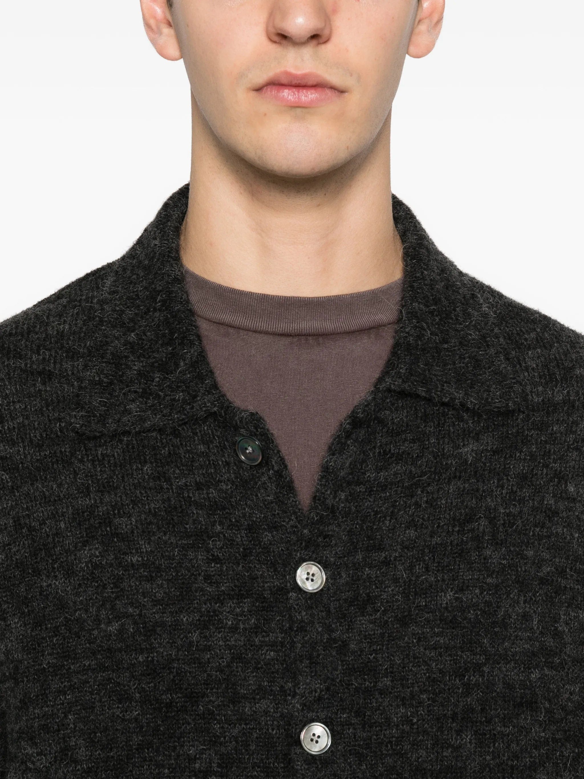OUR LEGACY Evening Polo brushed-knit cardigan
