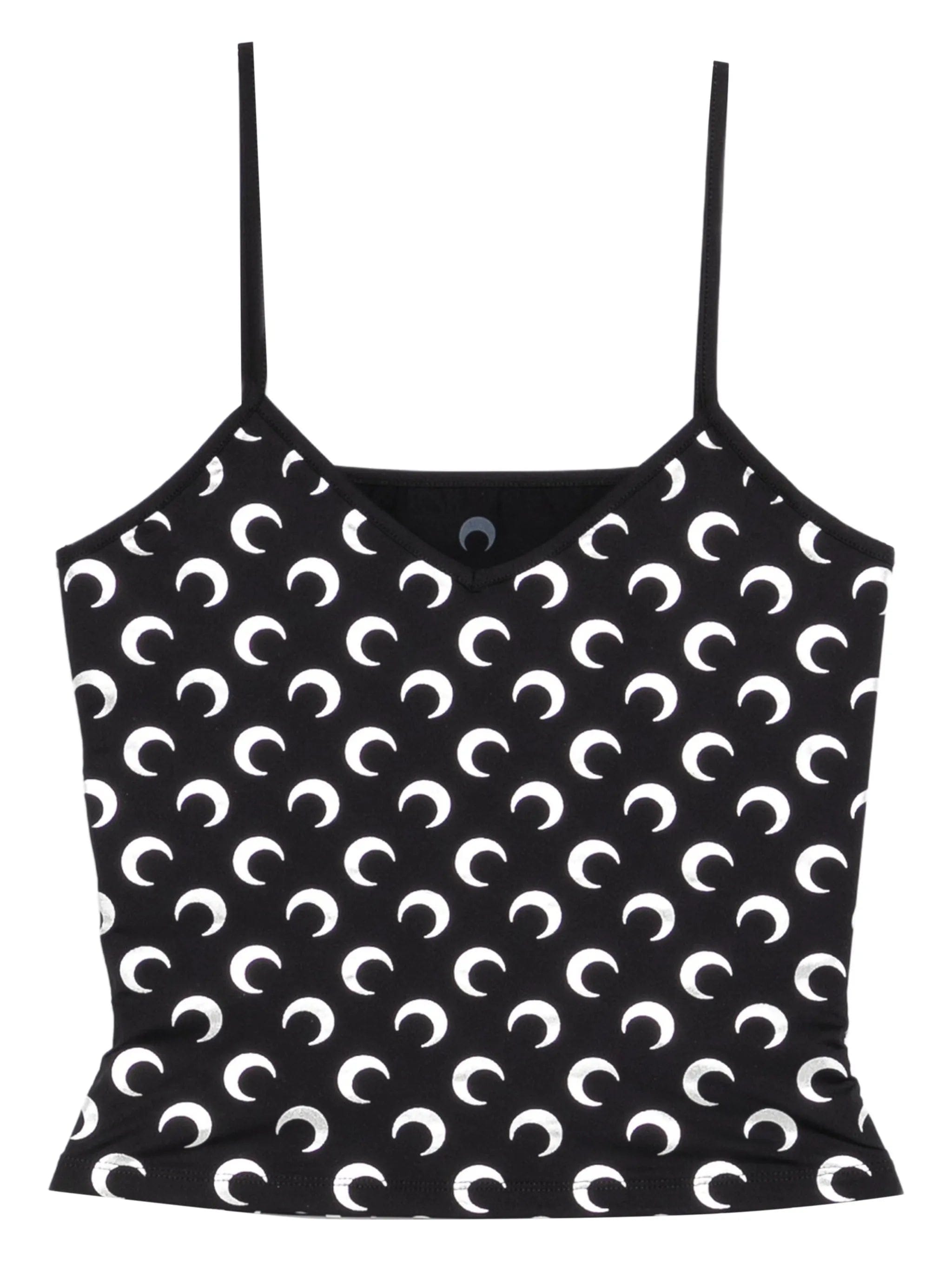 Marine Serre moon foil printed jersey straps top