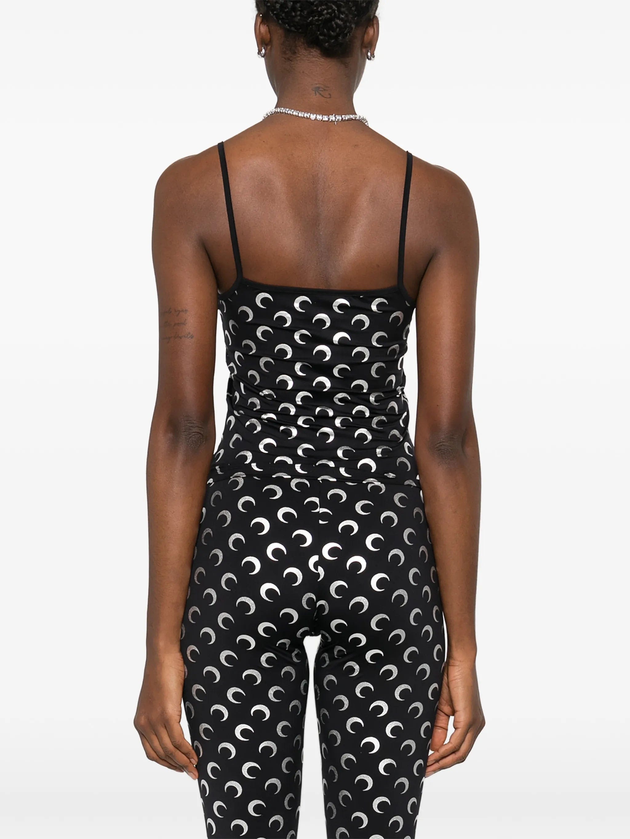 Marine Serre moon foil printed jersey straps top