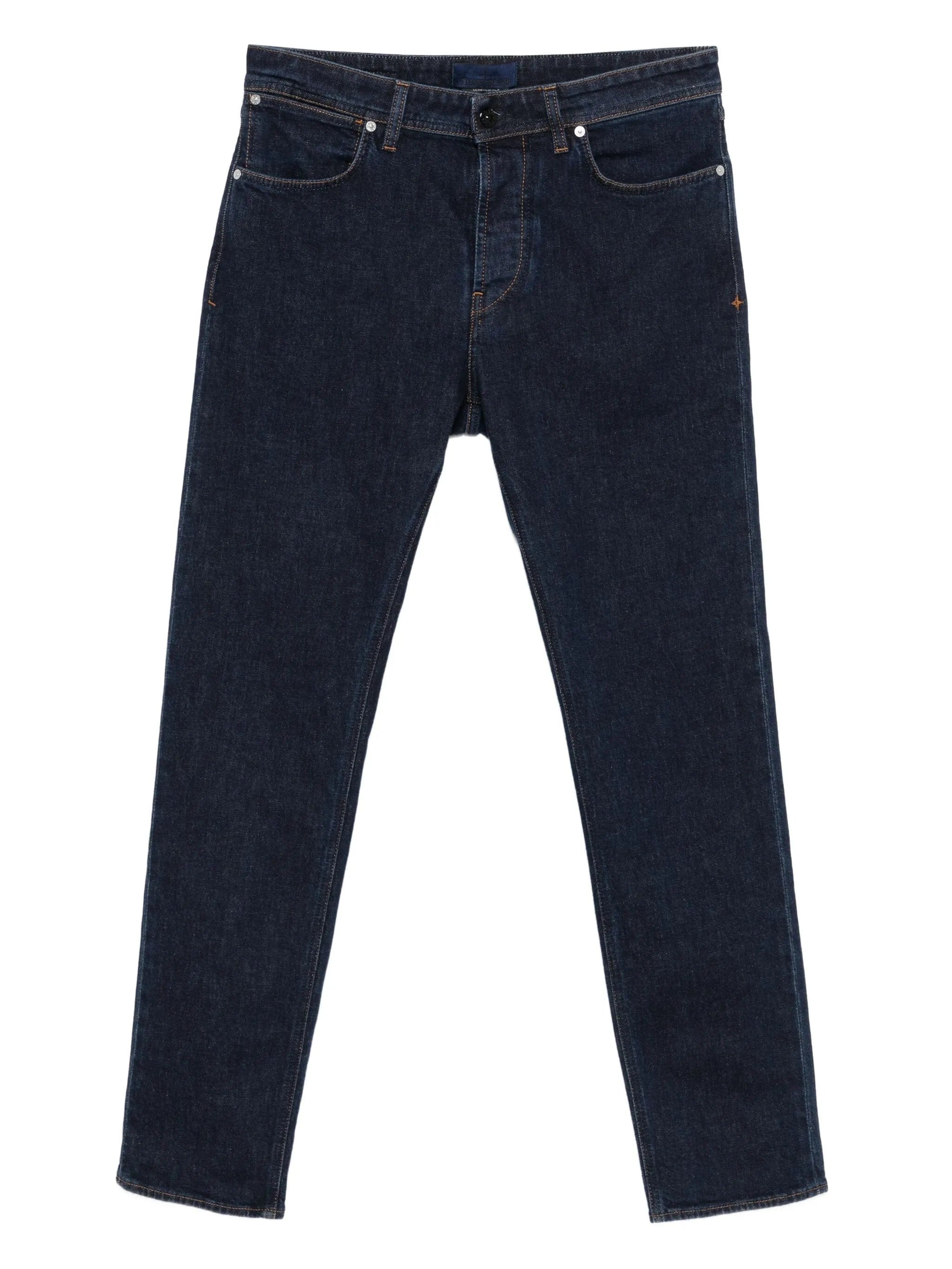 Stone Island logo-patch straight-leg jeans