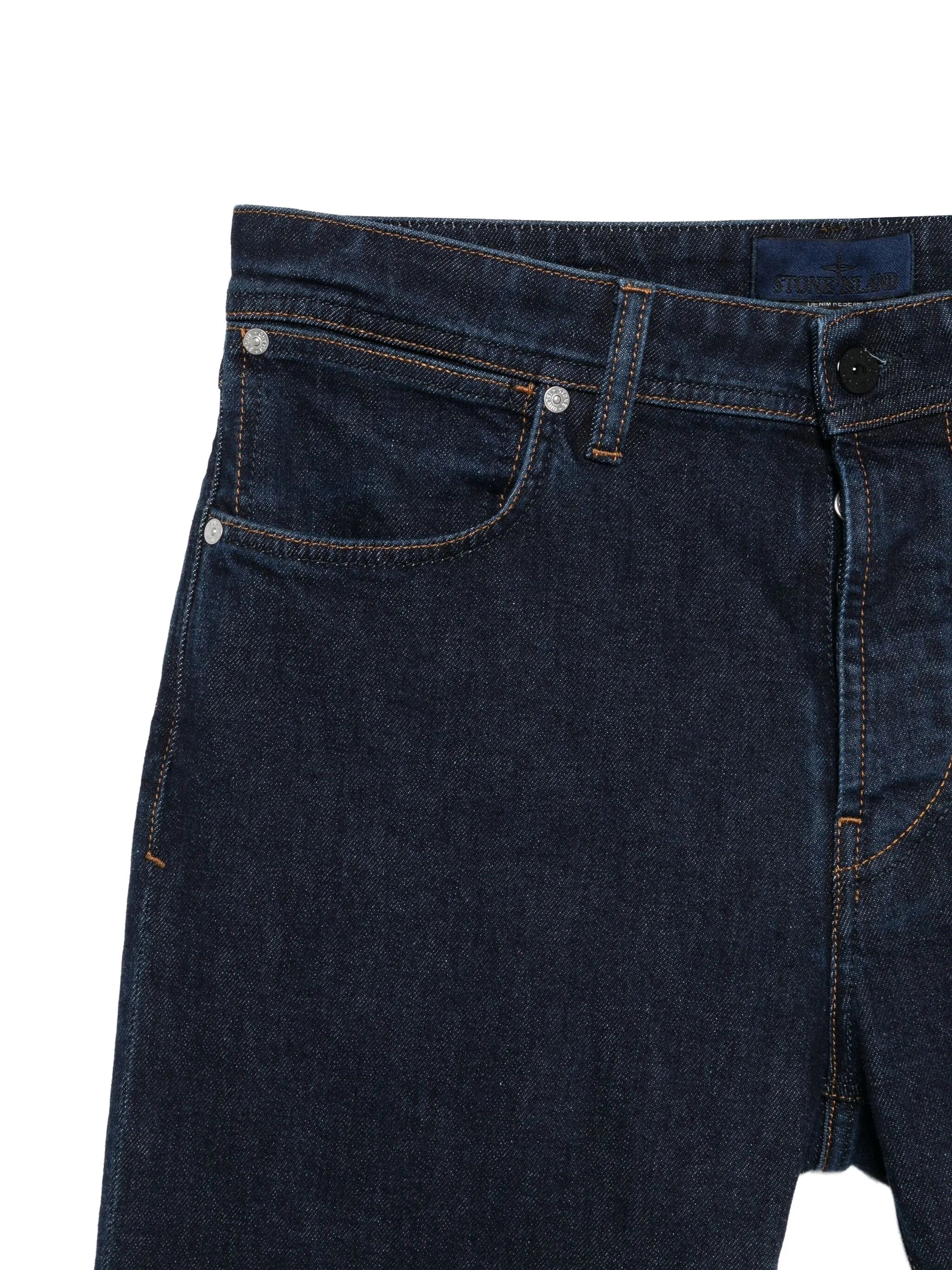 Stone Island logo-patch straight-leg jeans