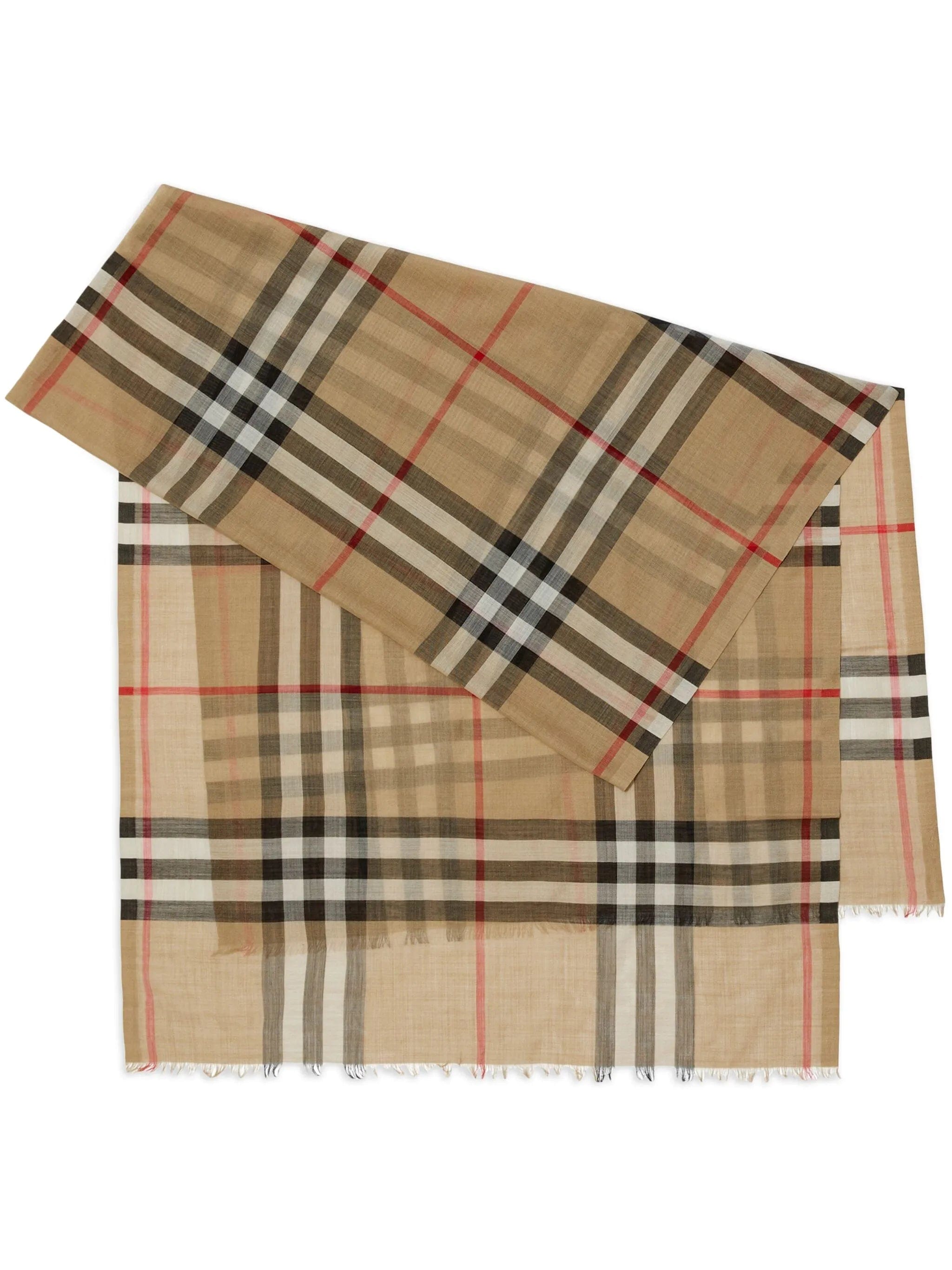Burberry wide Check wool silk scarf