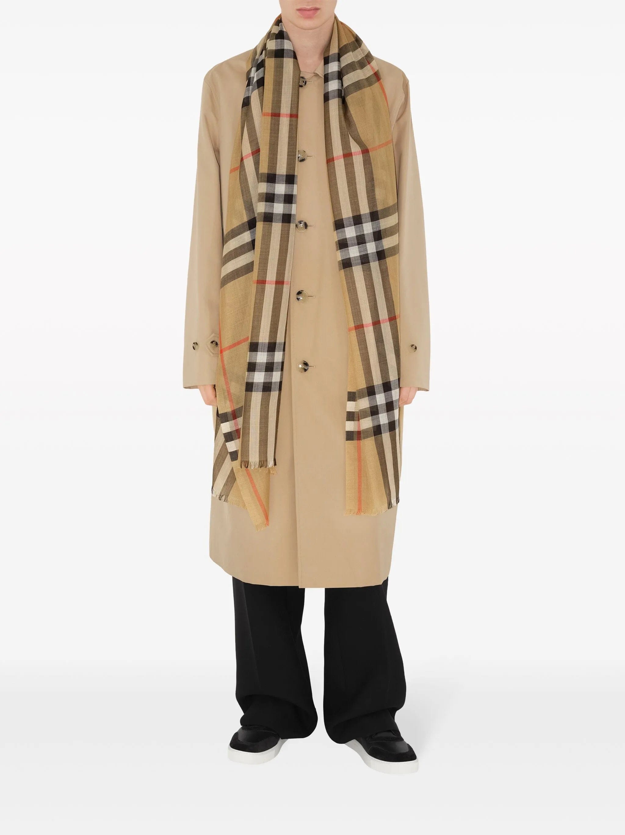 Burberry wide Check wool silk scarf