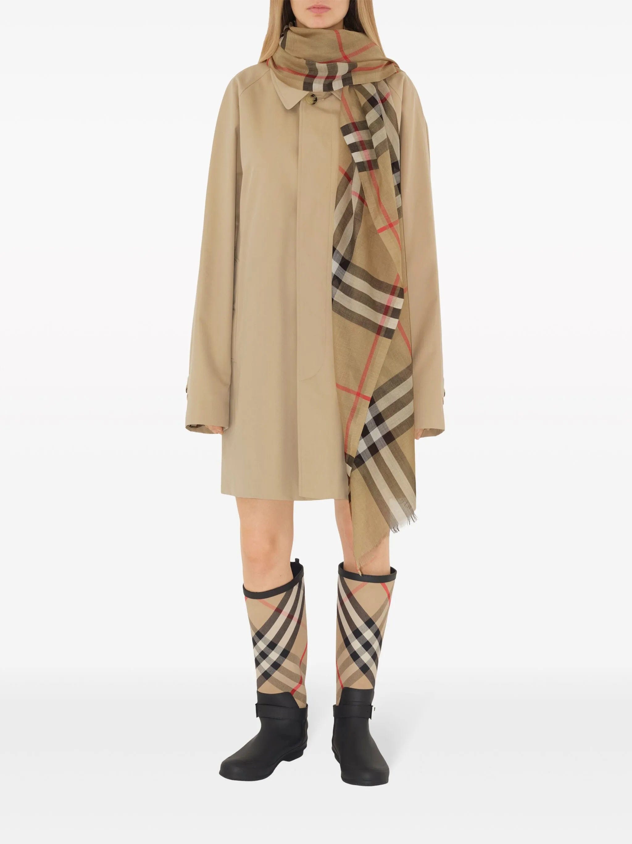 Burberry wide Check wool silk scarf