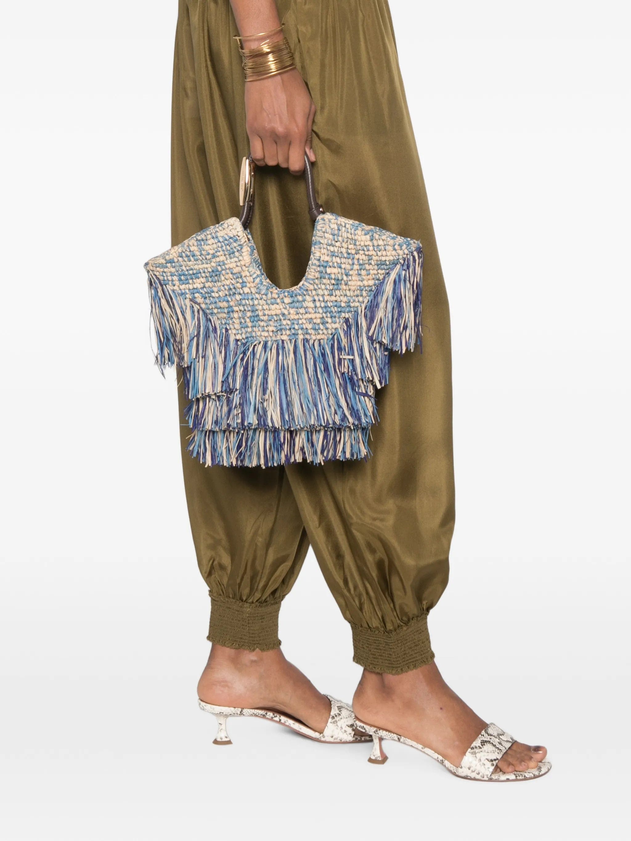 ZIMMERMANN fringe-trimmed woven tote bag
