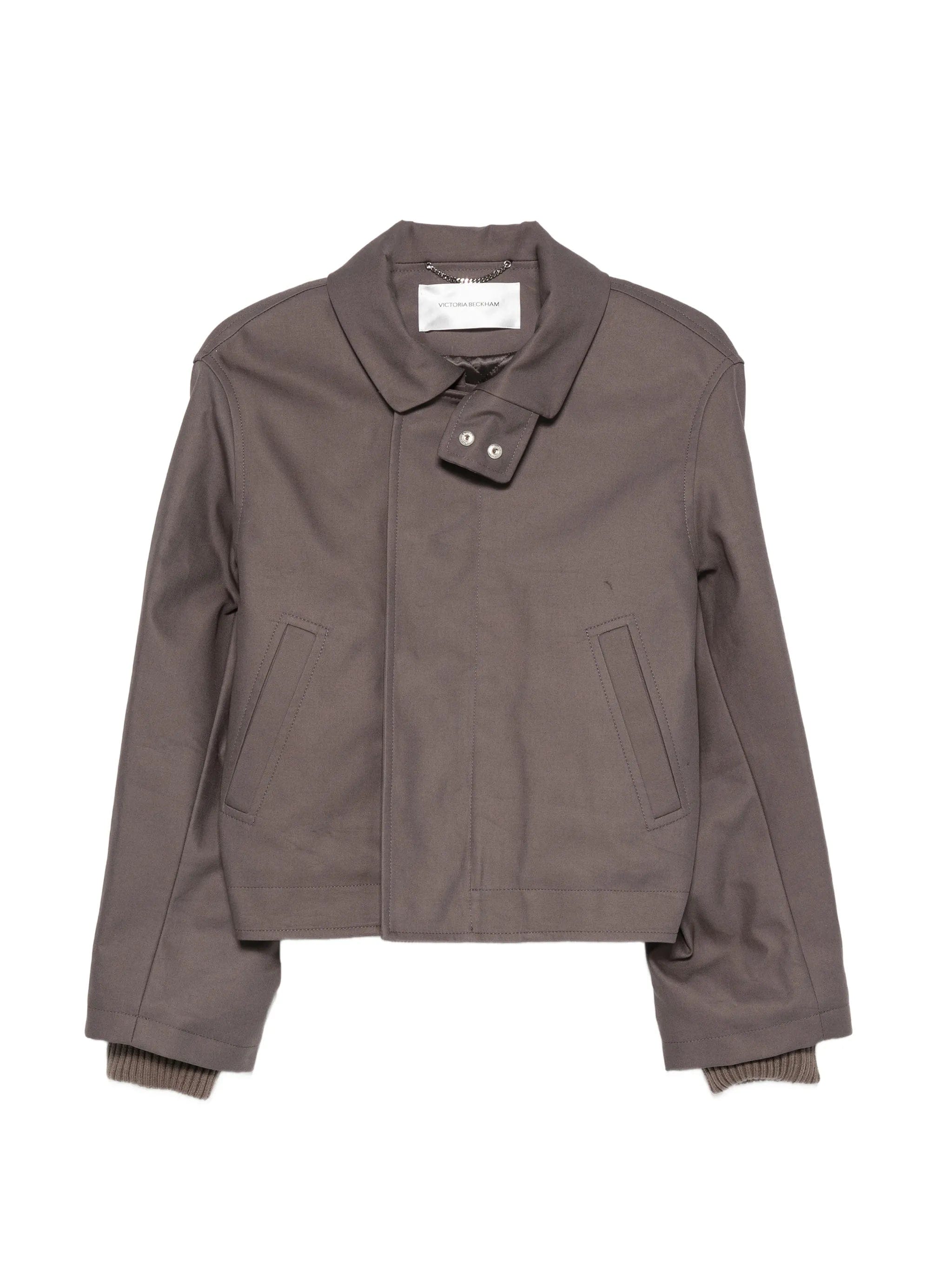 Victoria Beckham high-neck ribbed-trim jacket