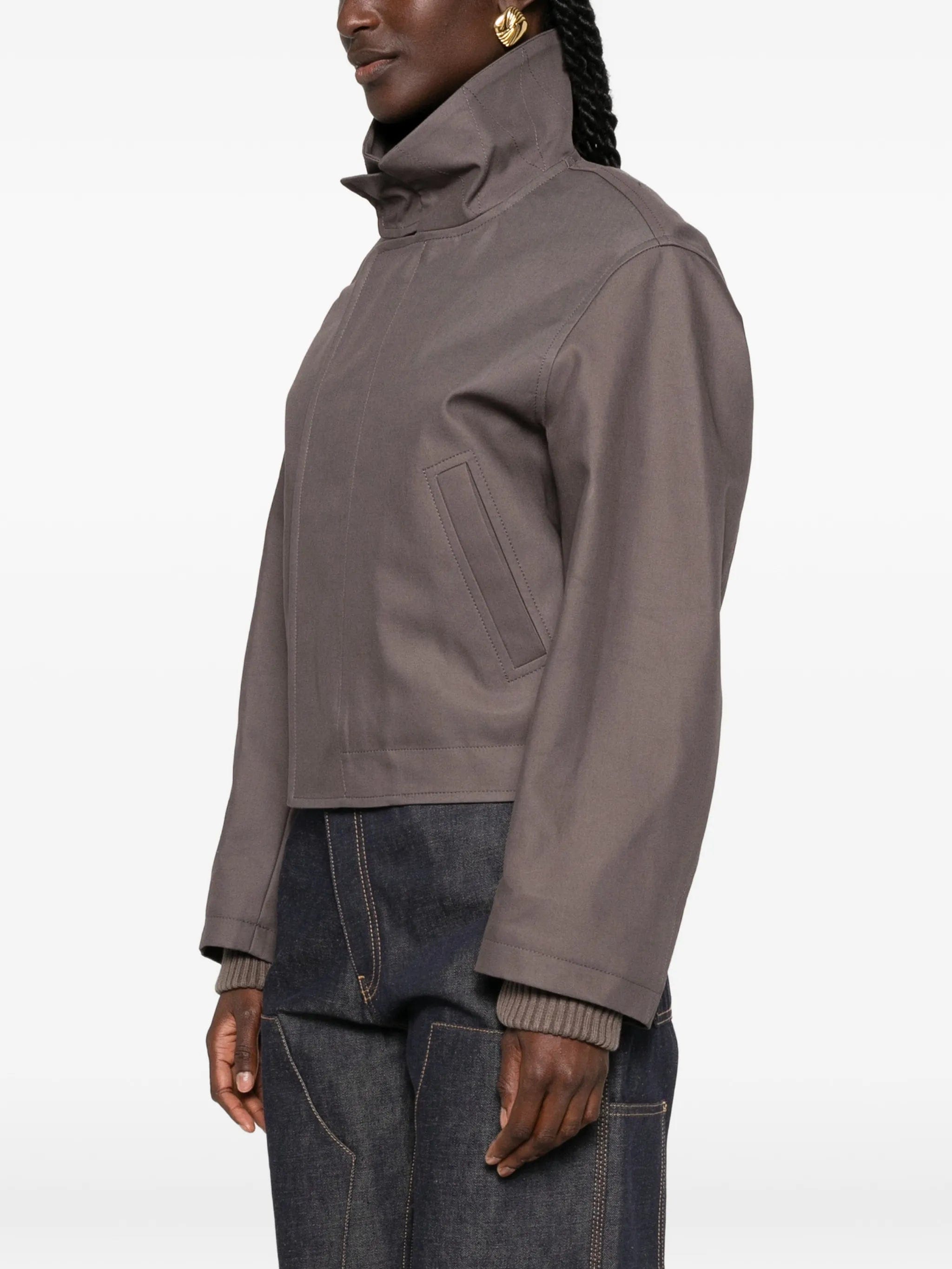 Victoria Beckham high-neck ribbed-trim jacket