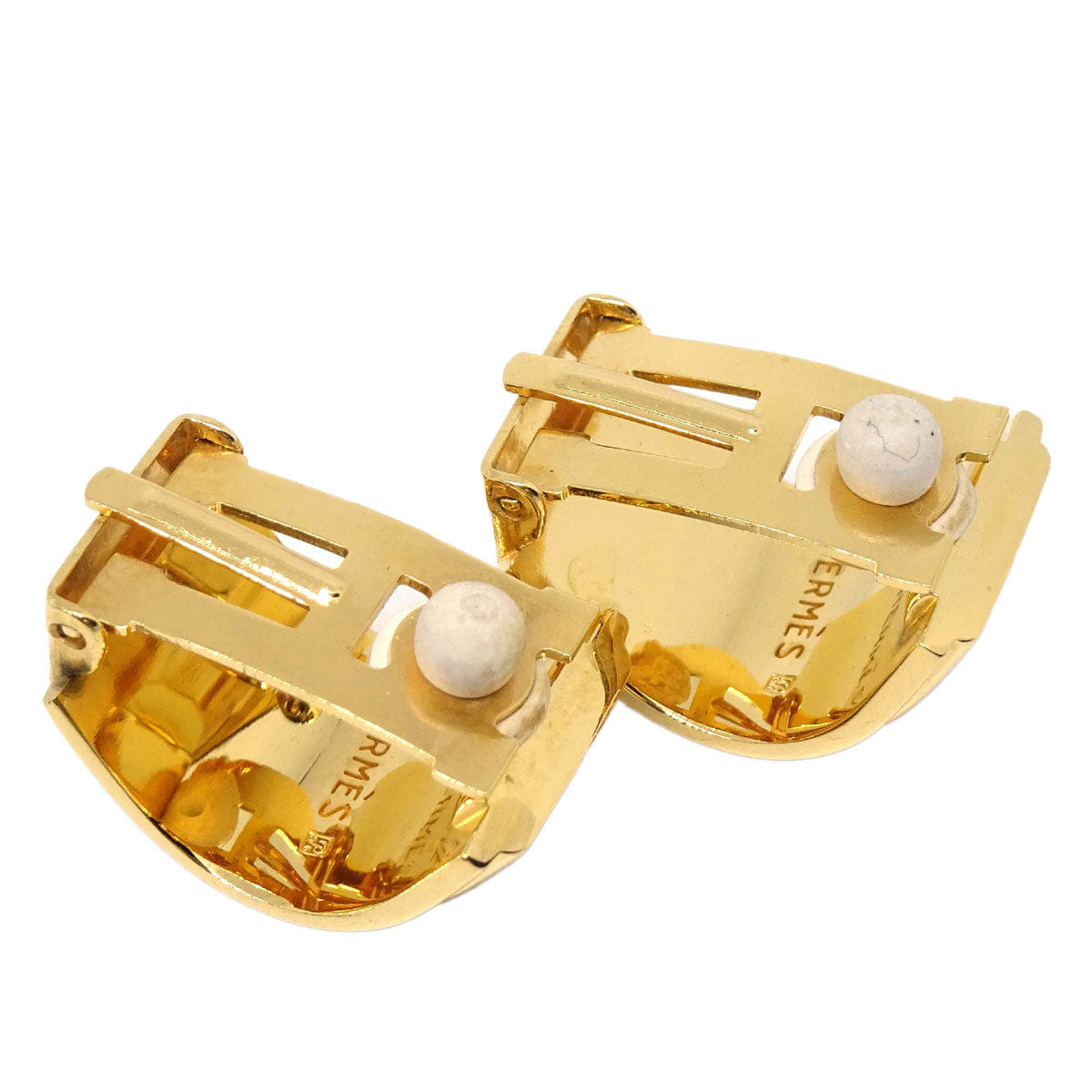 Hermes Gold Enamel Cloisonne Ware Clip-On Earrings