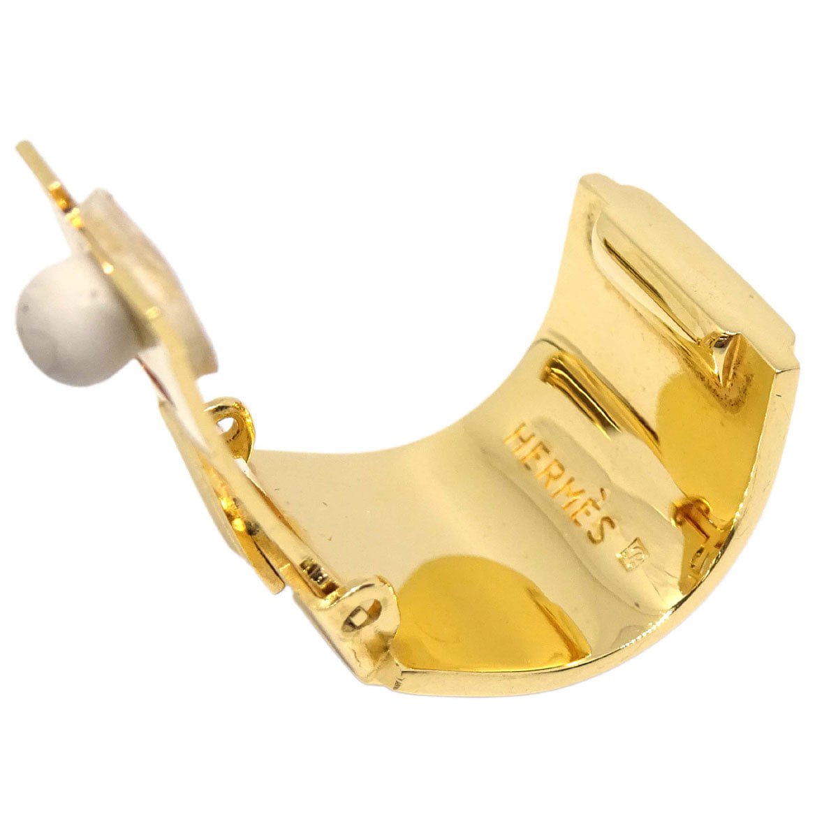 Hermes Gold Enamel Cloisonne Ware Clip-On Earrings