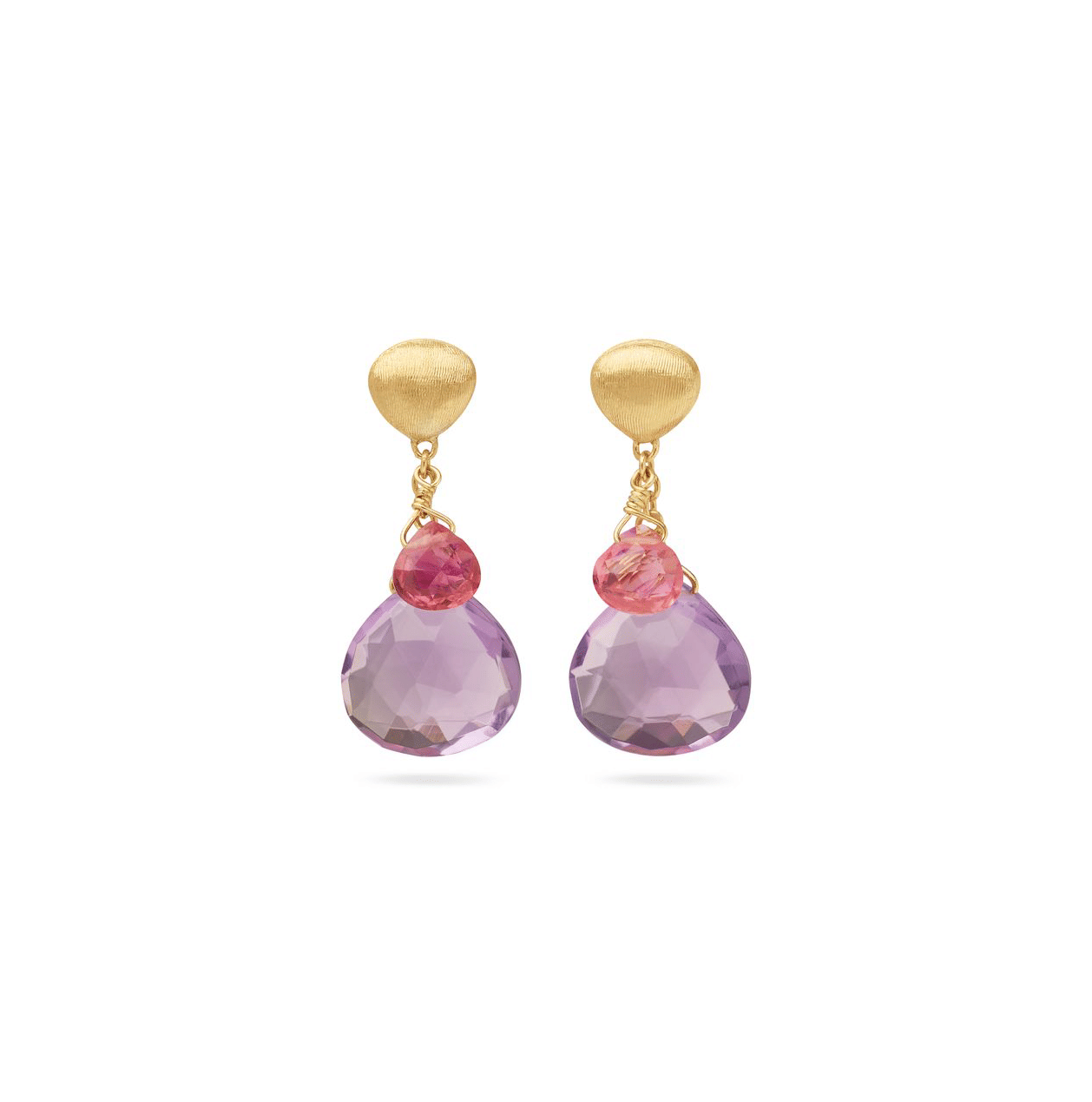 Marco Bicego Paradise Amethyst and Pink Tourmaline Drop Earrings