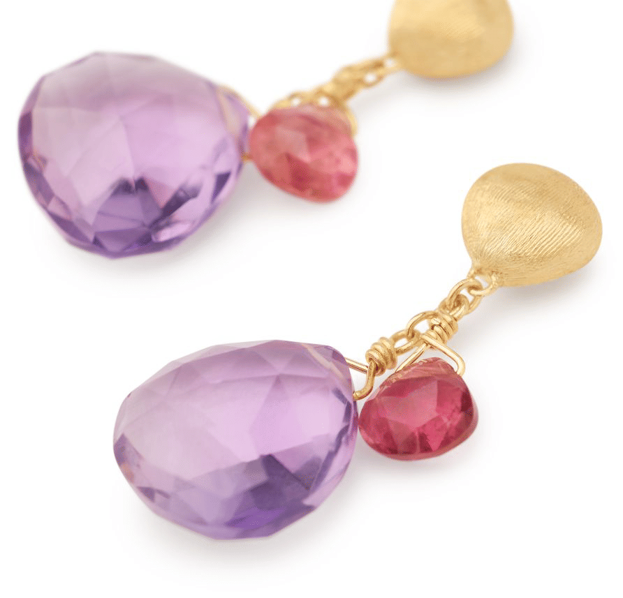 Marco Bicego Paradise Amethyst and Pink Tourmaline Drop Earrings