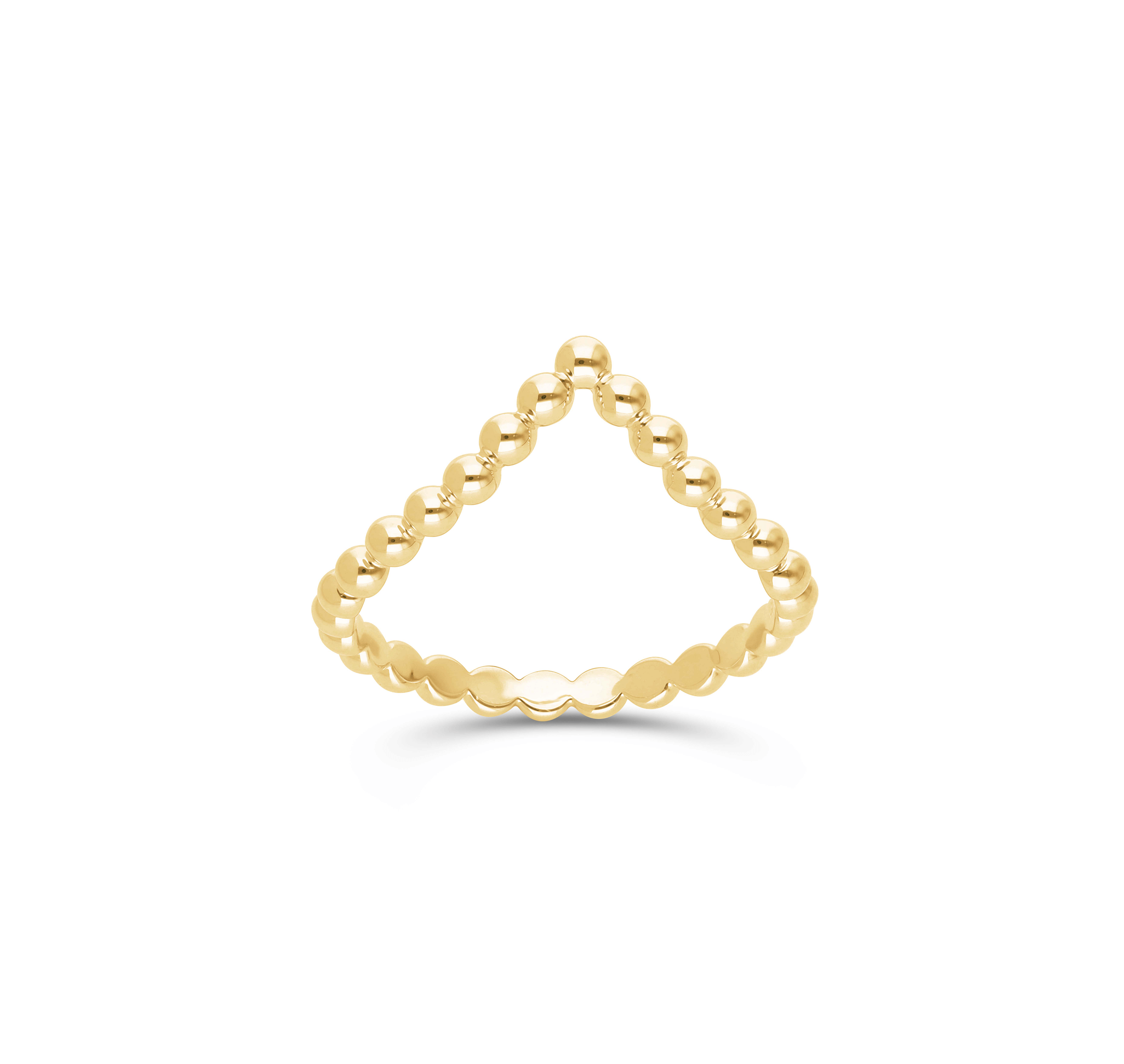 Sabel Collection Yellow Gold Beaded V Stacking Ring