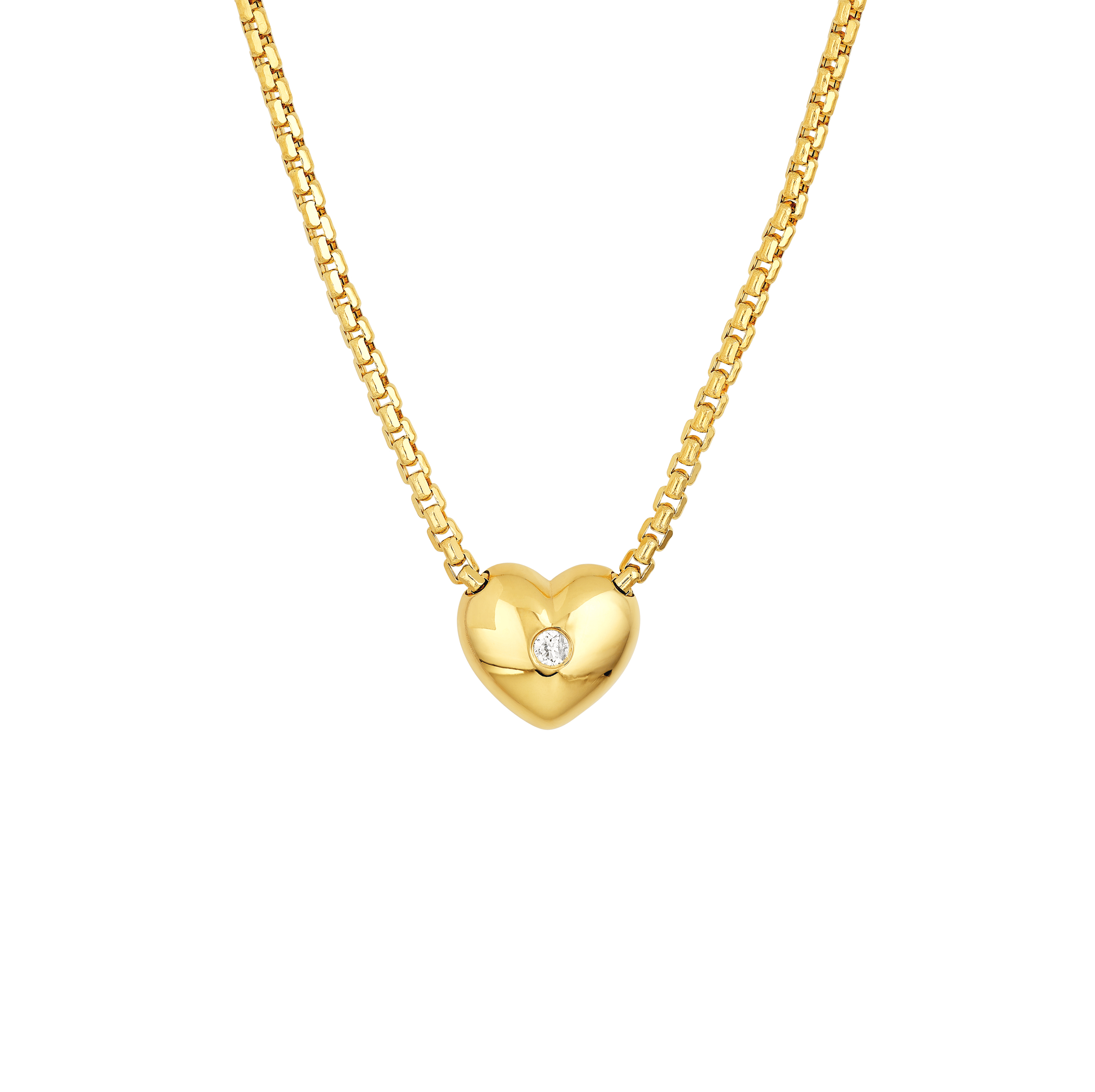 Sabel Collection Yellow Gold Necklace with Diamond Heart Pendant