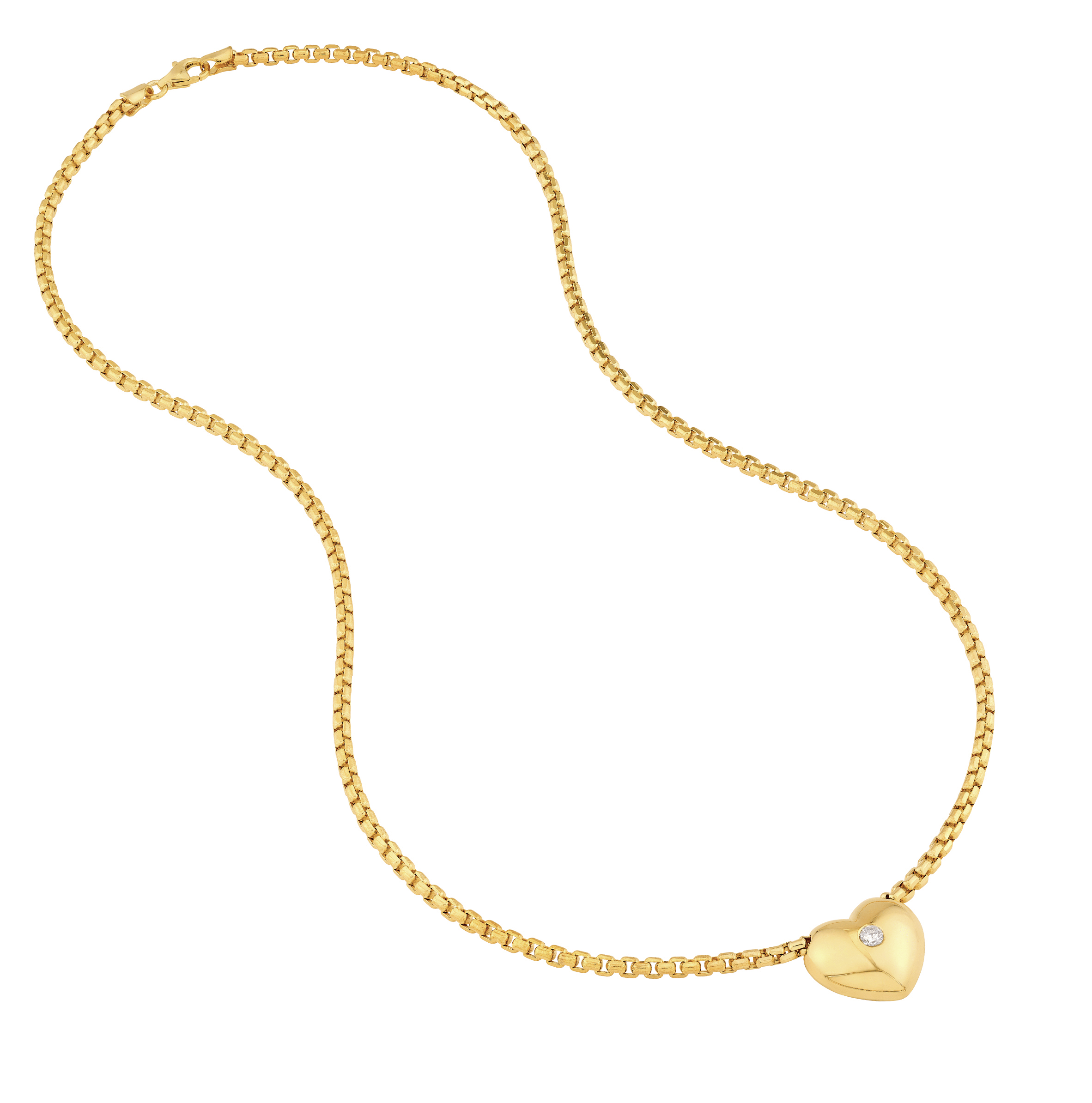 Sabel Collection Yellow Gold Necklace with Diamond Heart Pendant