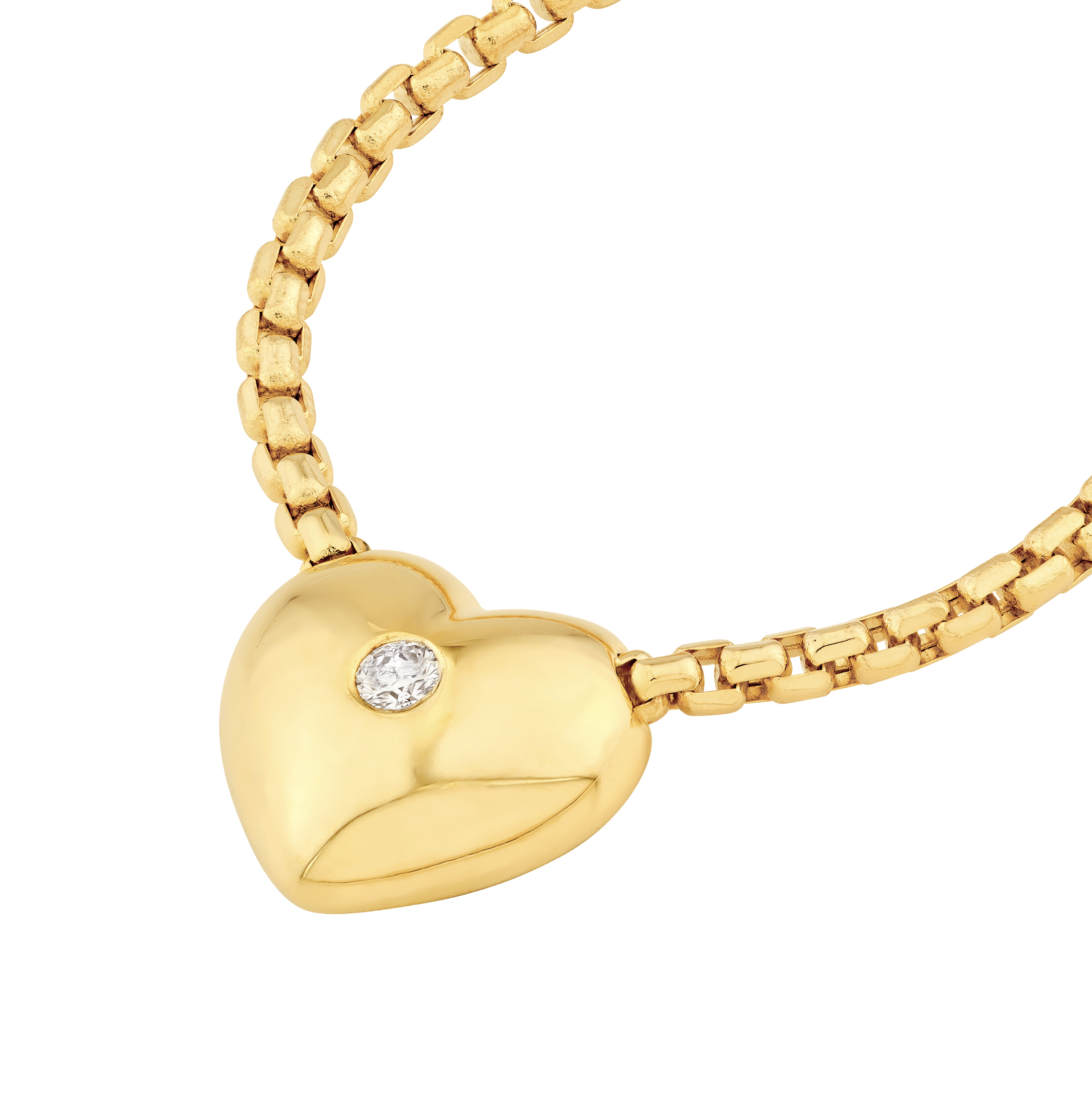 Sabel Collection Yellow Gold Necklace with Diamond Heart Pendant