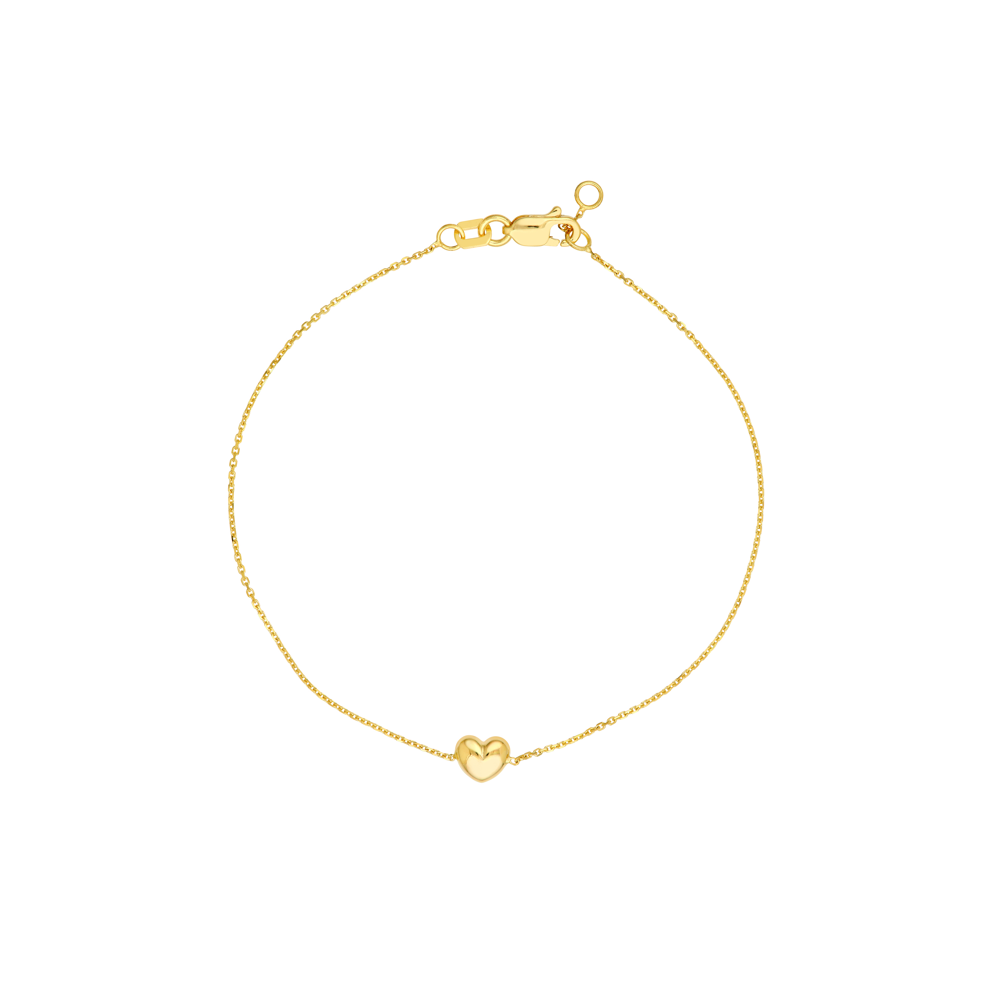 Sabel Collection Yellow Gold Puff Heart Station Bracelet