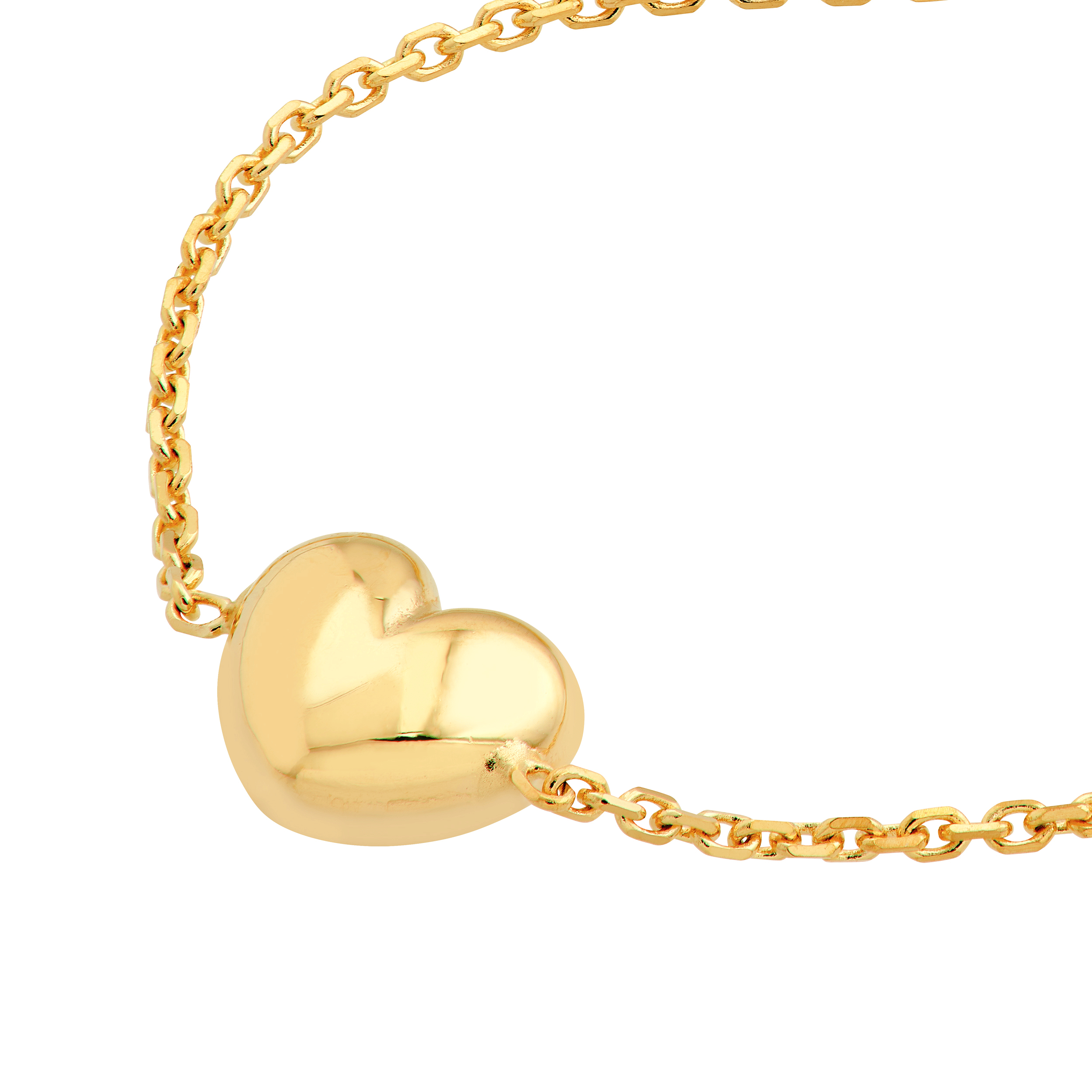 Sabel Collection Yellow Gold Puff Heart Station Bracelet