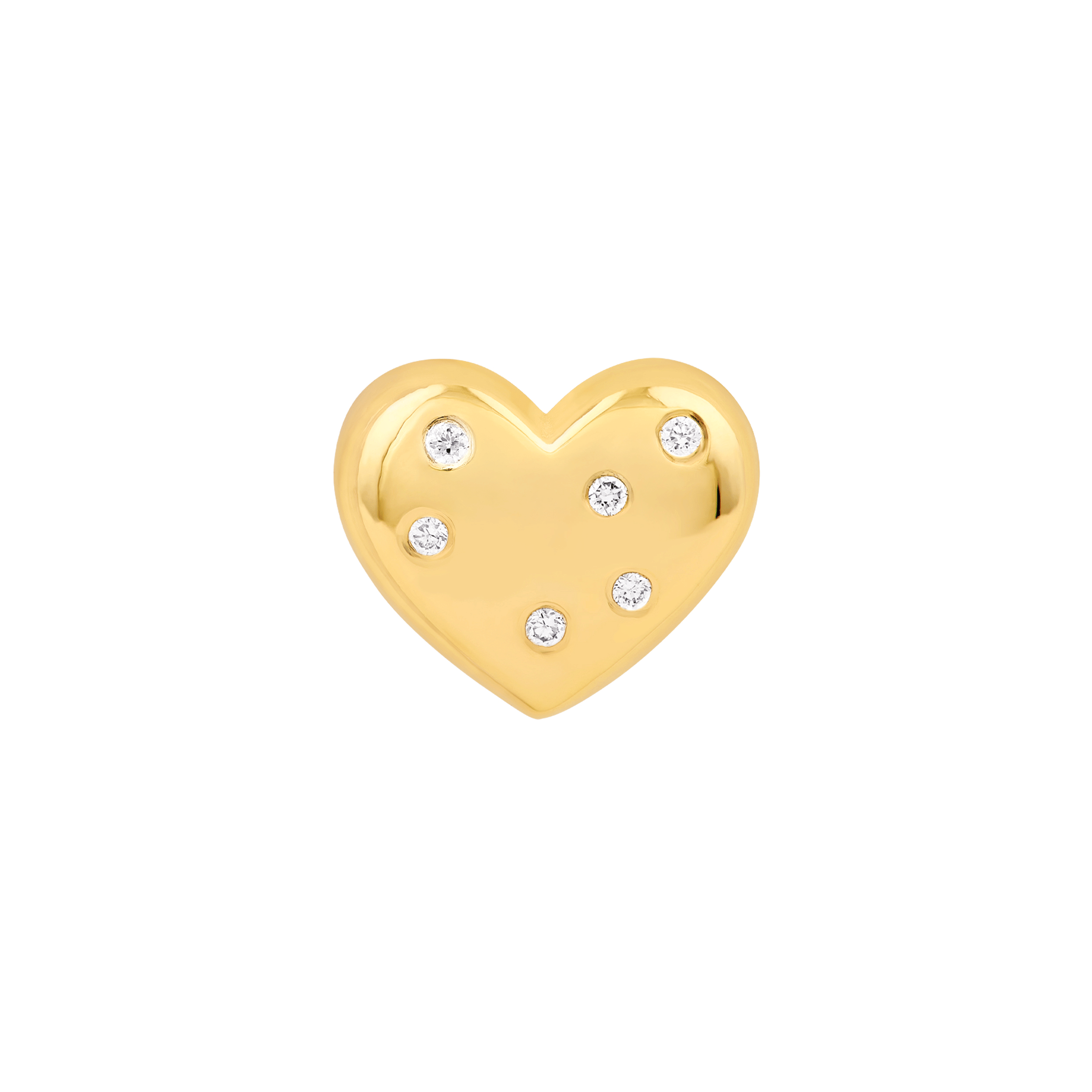 Sabel Collection Yellow Gold 3D Heart Stud Earrings with Diamonds