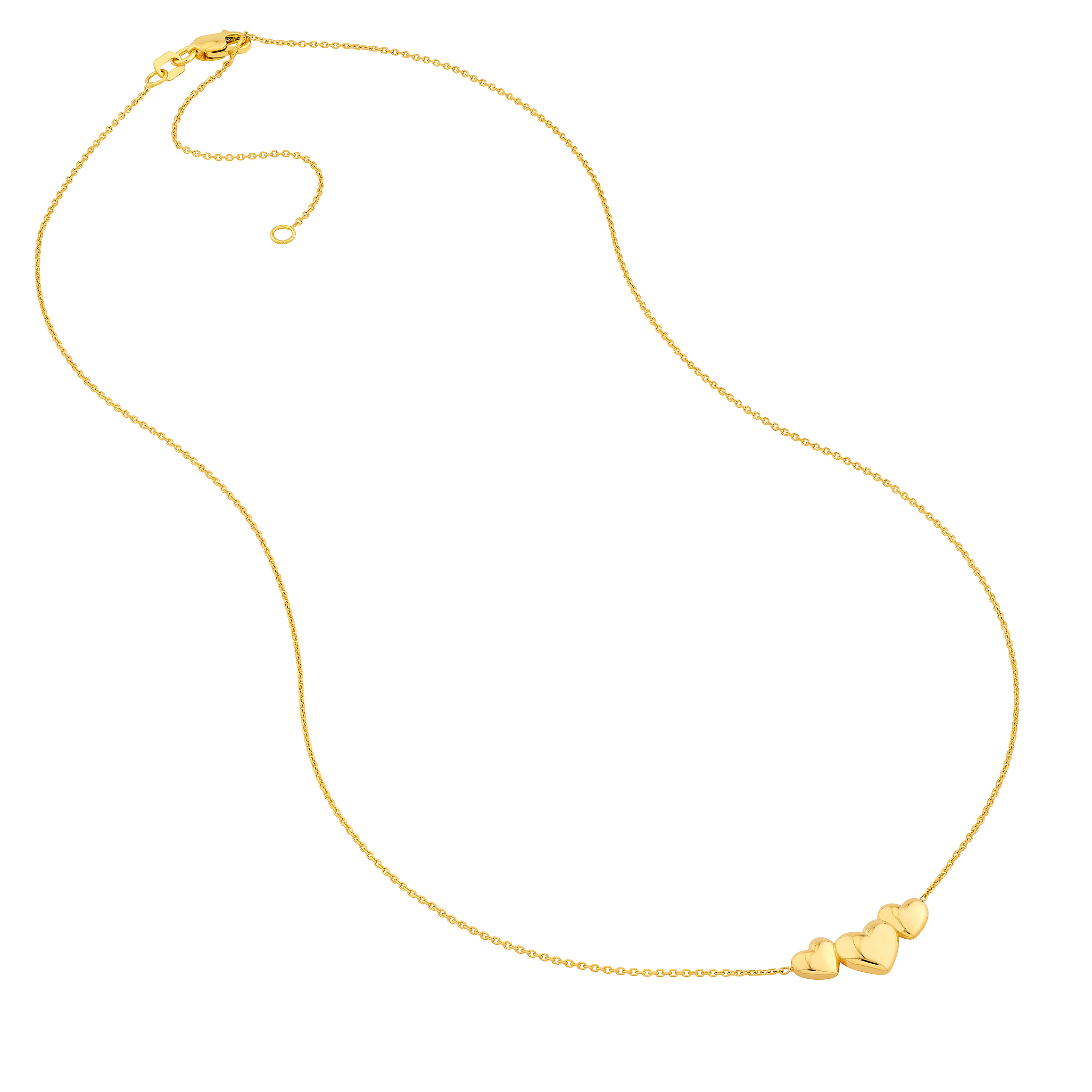 Sabel Collection Yellow Gold 3 Heart Cable Necklace