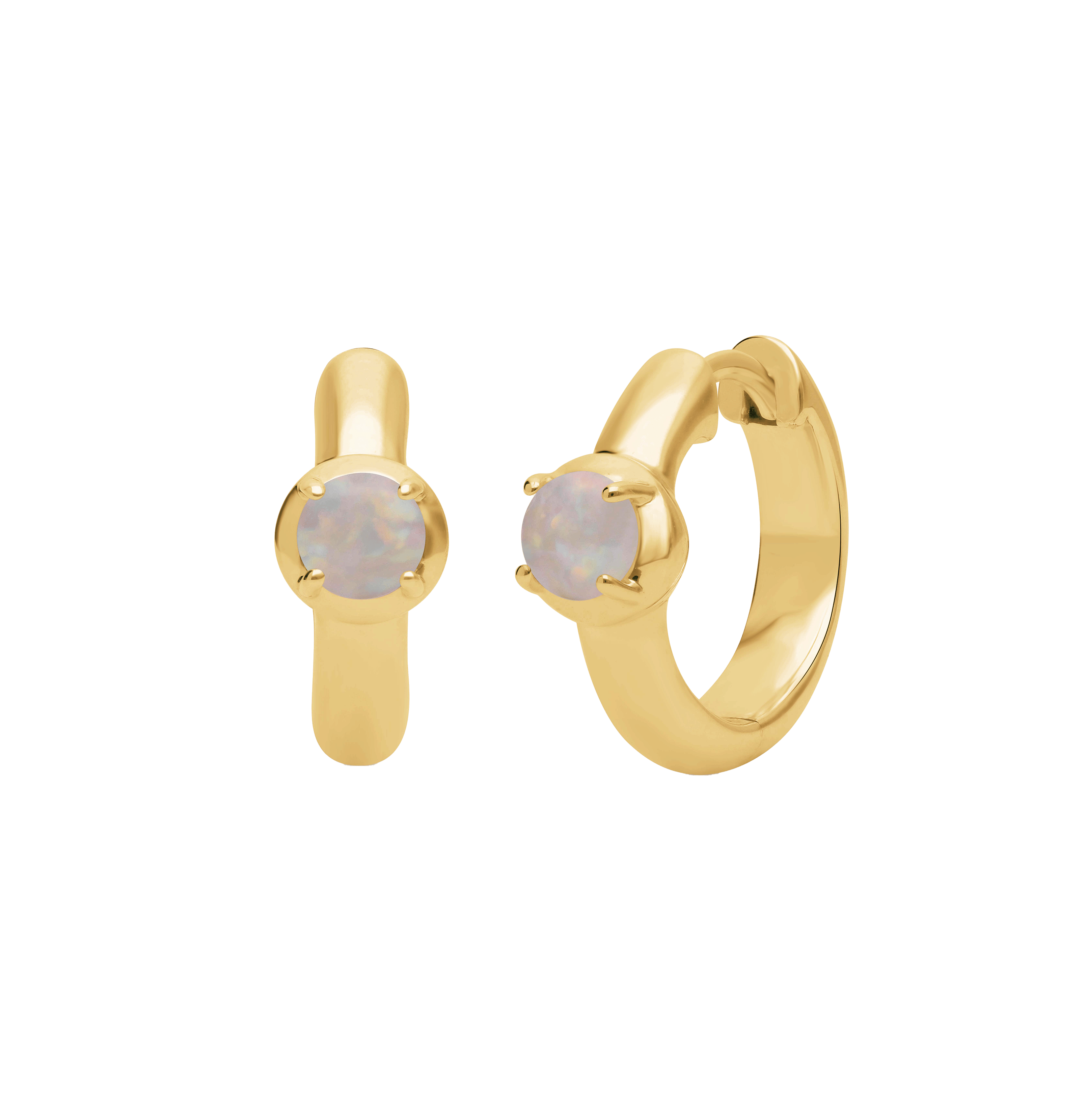 Sabel Collection Yellow Gold Opal Huggie Hoop Earrings