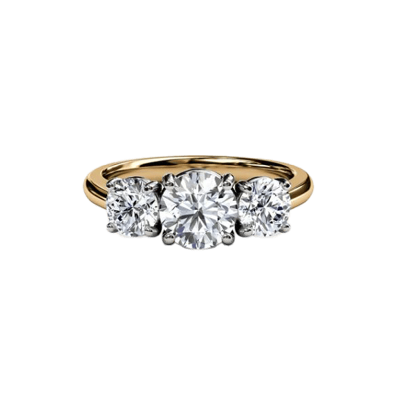Fink's Exclusive Round Three Stone Engagement Ring in Platinum and Yellow Gold